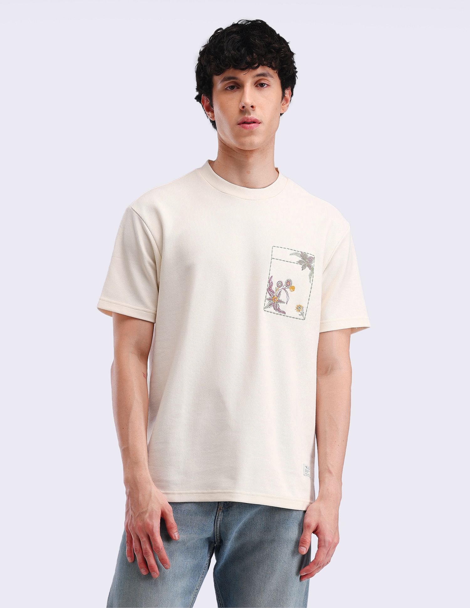 Flying Machine Embroidered Relaxed Fit T-Shirt