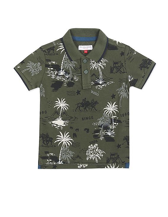 U.S. Polo Assn. Kids Boys Tipped Collar Printed Polo Shirt