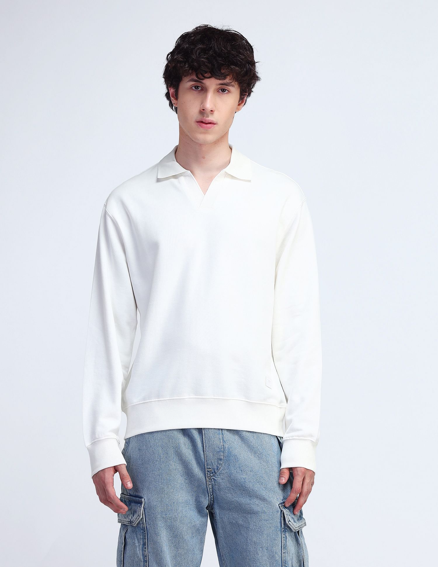 Flying Machine Relaxed Fit Solid Sweatshirt