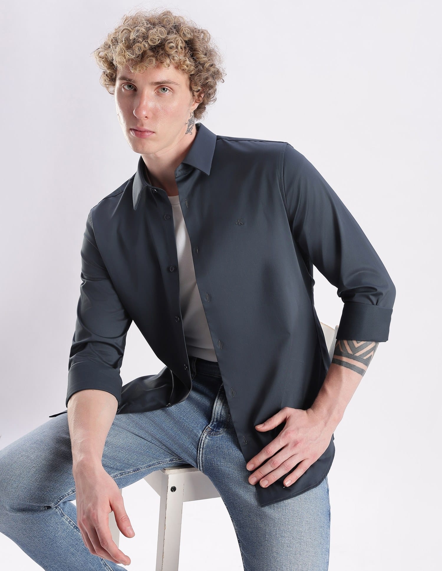 Buy Calvin Klein Jeans Solid Slim Fit Cotton Shirt