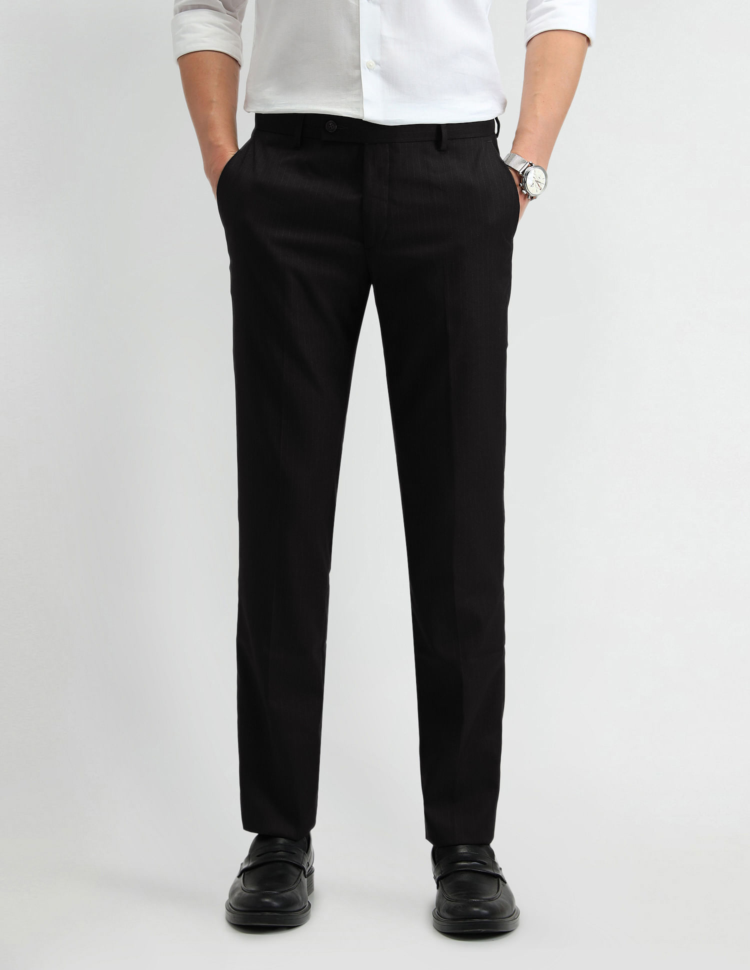 Arrow Mid Rise Vertical Stripe Trousers