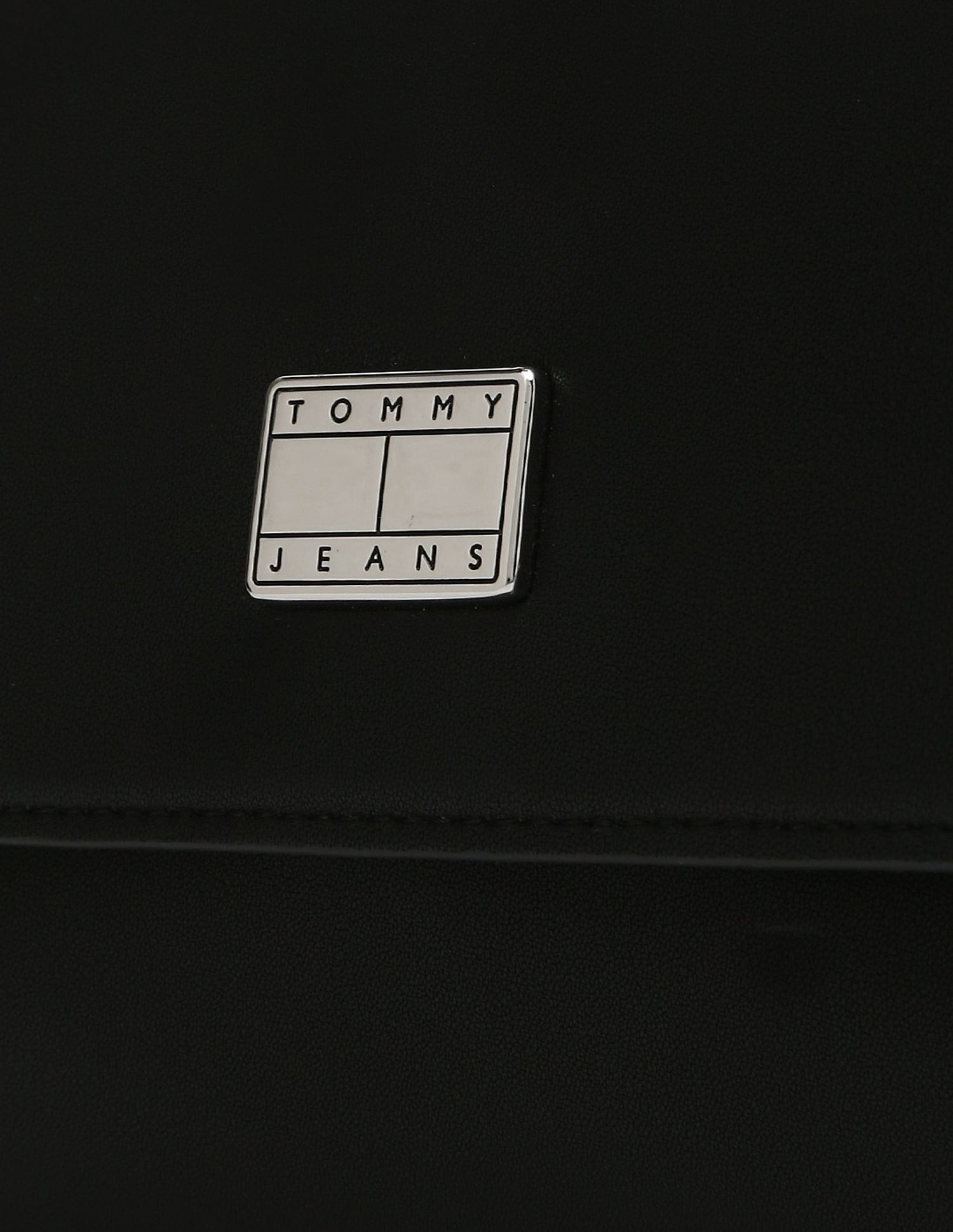 Tommy Hilfiger Solid Black Pu Handbags