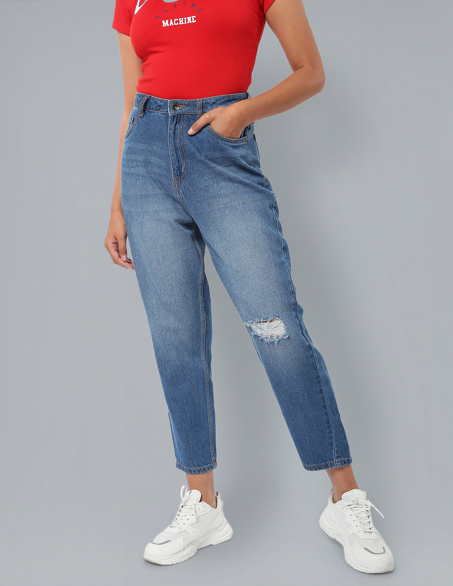 Z1975 MOM FIT JEANS WITH A HIGH WAIST - Light blue | ZARA United States-calidas.vn
