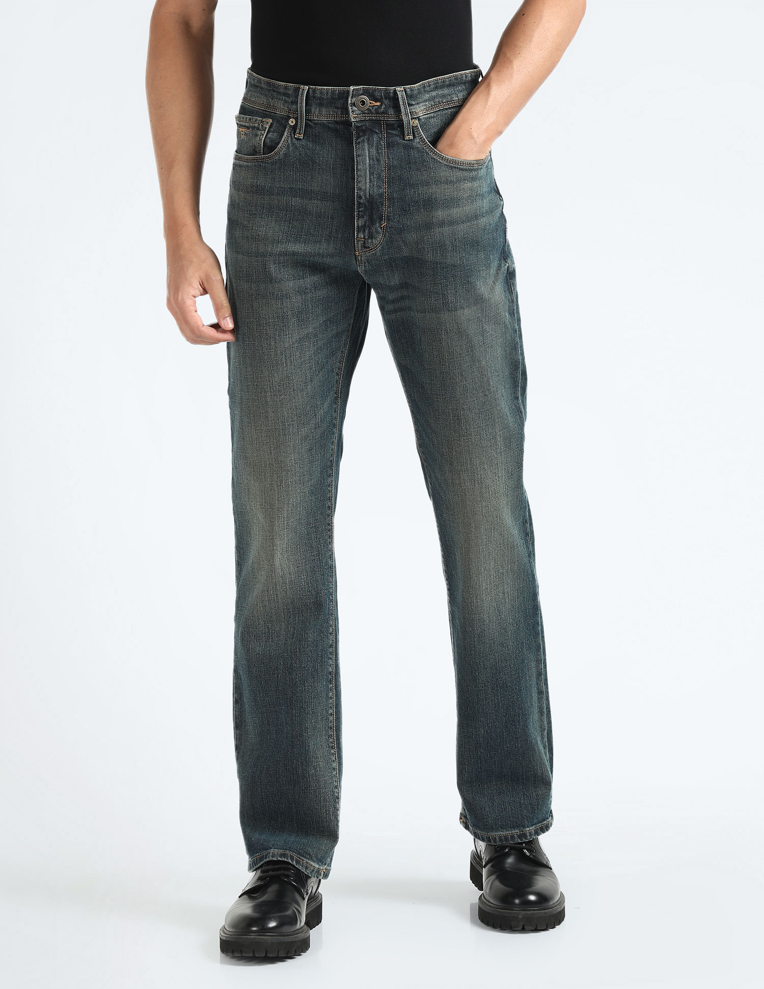 Flying Machine Bruce Relax Bootcut Fit Whiskered Jeans