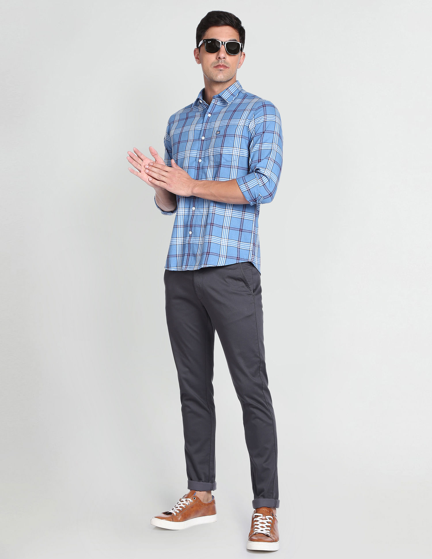Arrow Sports Tartan Check Manhattan Slim Shirt