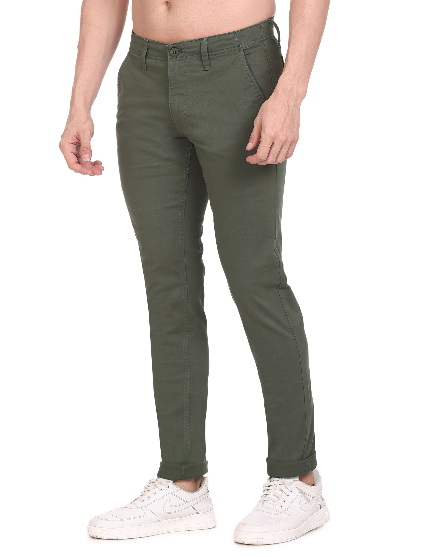 Flying Machine Mid Rise Solid Trousers