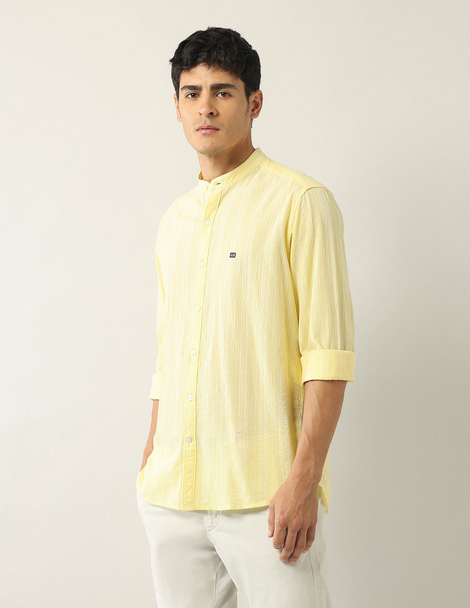 Arrow Sport Textured Regular Fit Mandarin Shirt
