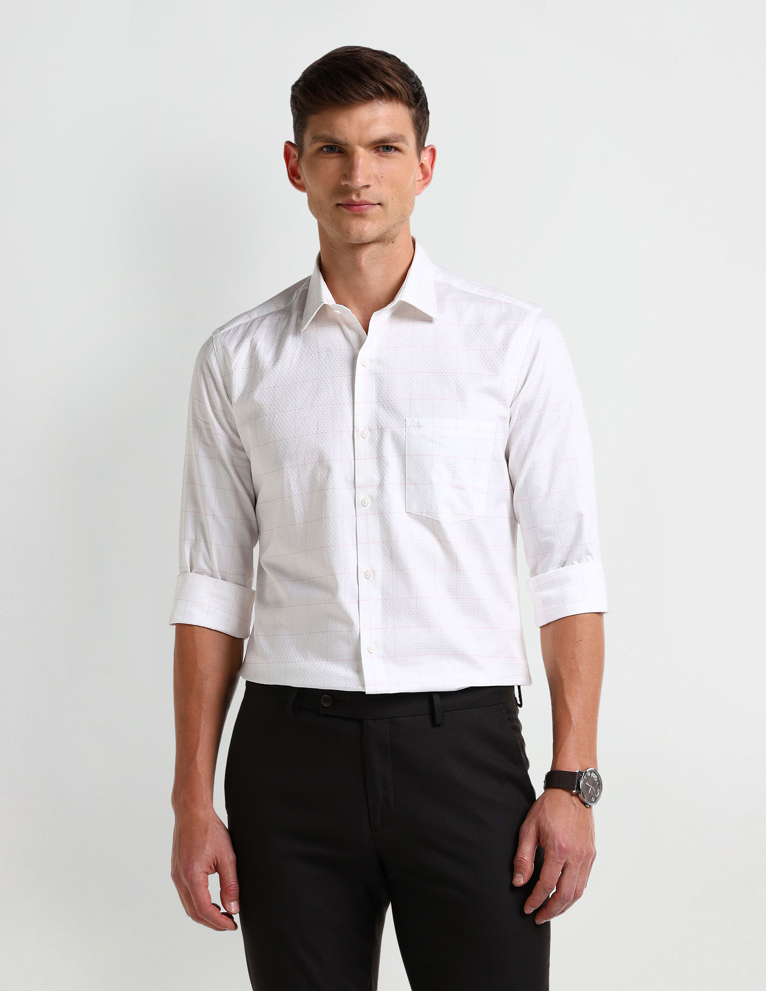 Arrow Manhattan Slim Windowpane Checked Shirt