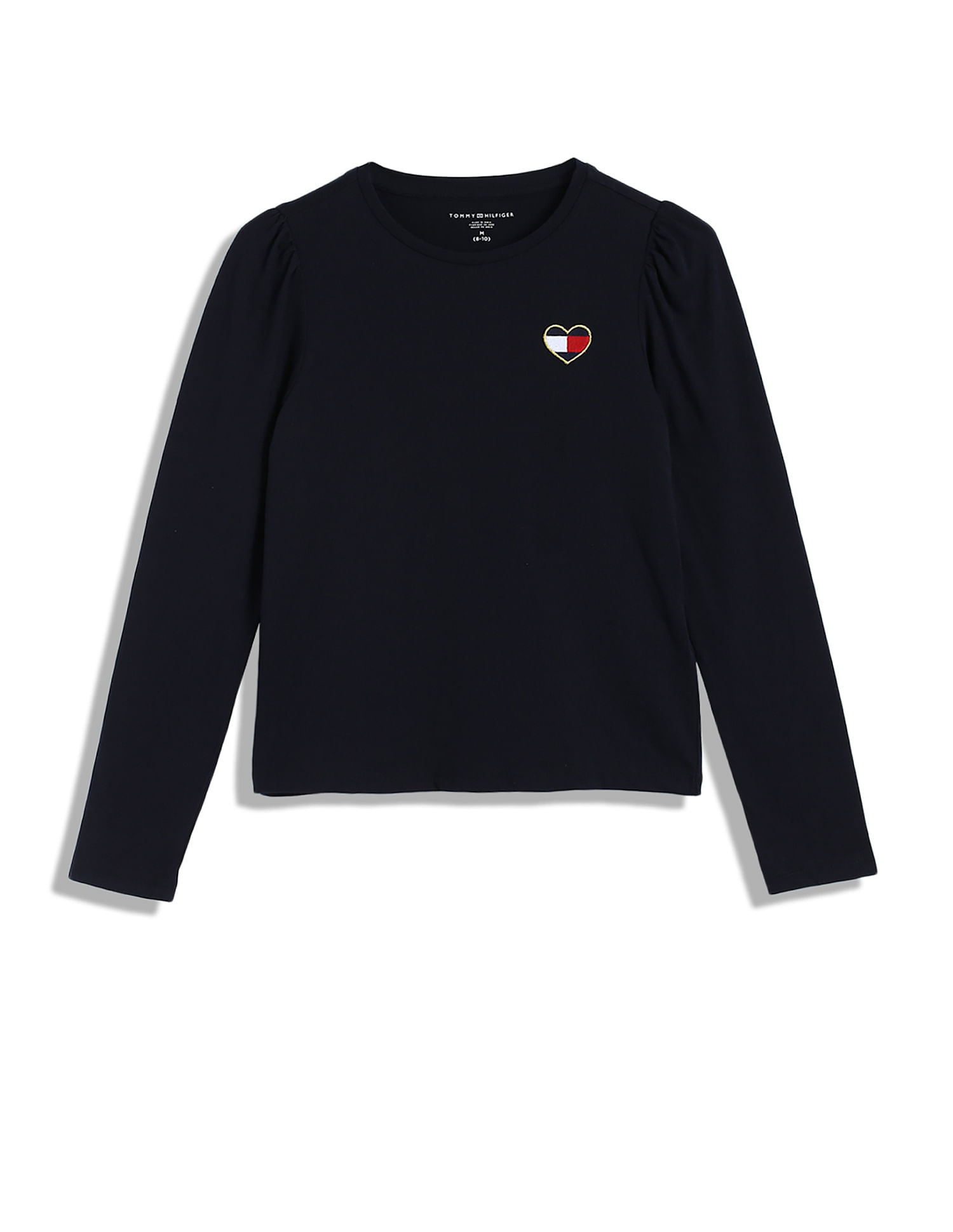Tommy Hilfiger Kids Girls Puff Shoulder Fashion Cotton T-Shirt