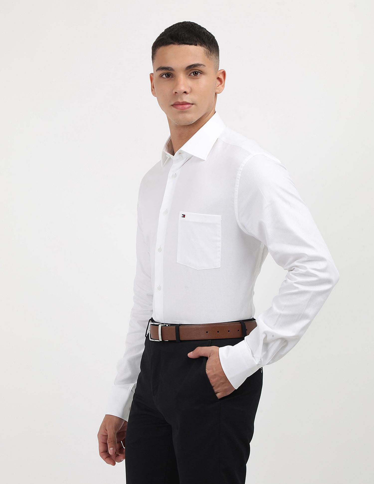 Tommy Hilfiger Solid Engineered Regular Shirt