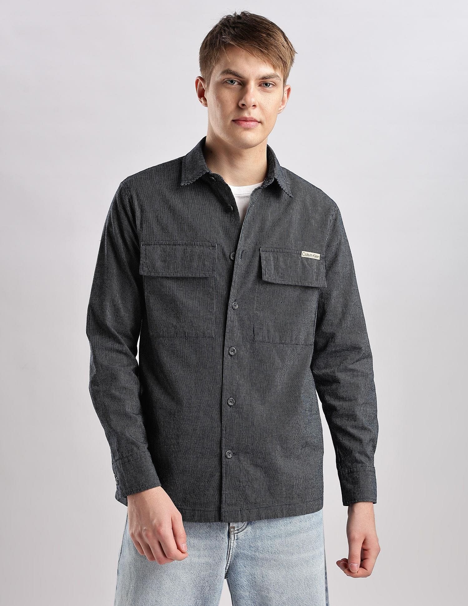 Calvin Klein Jeans Pinstripes Regular Fit Plain Woven Shirt