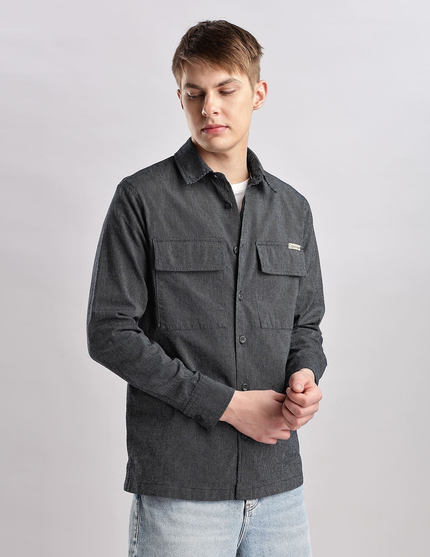 Calvin Klein Jeans Pinstripes Regular Fit Plain Woven Shirt