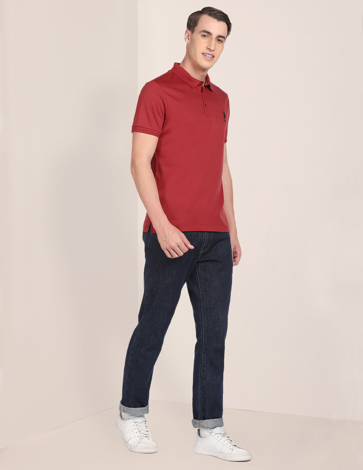 U.S. Polo Assn. Solid Ribbed Collar Pure Cotton Polo Shirt