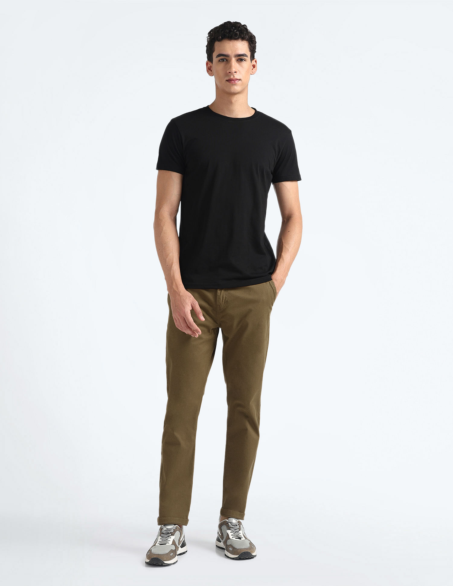 Flying Machine Slash Slim Tapered Fit Solid Chinos
