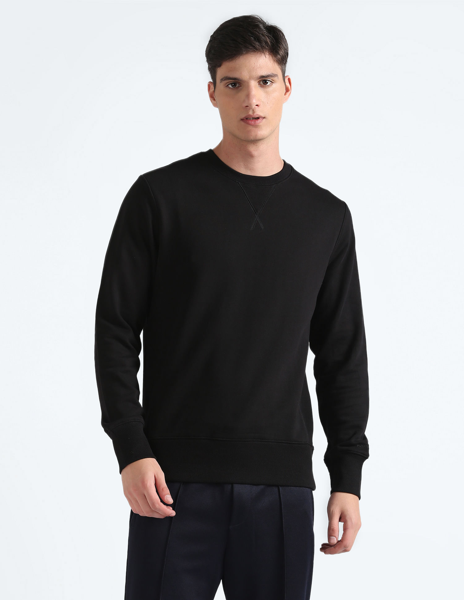 Flying Machine Crew Neck Solid Sweatshirt