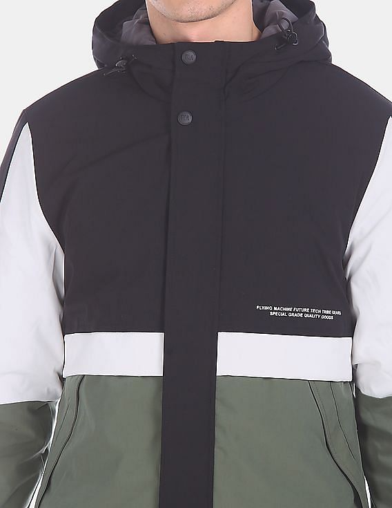Flying Machine Hooded Colour Block Casual Jacket