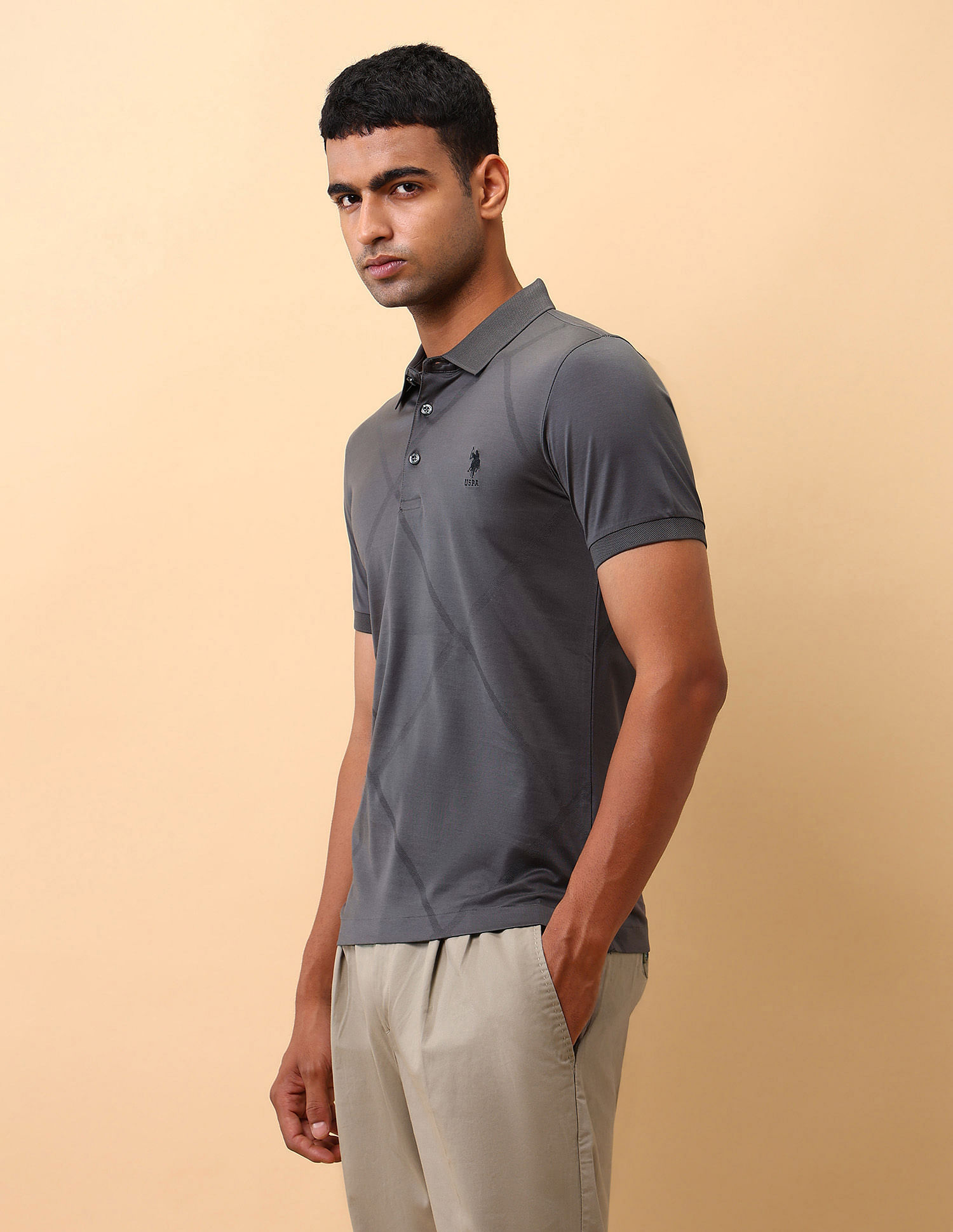 U.S. Polo Assn. Textured Slim Fit Polo Shirt