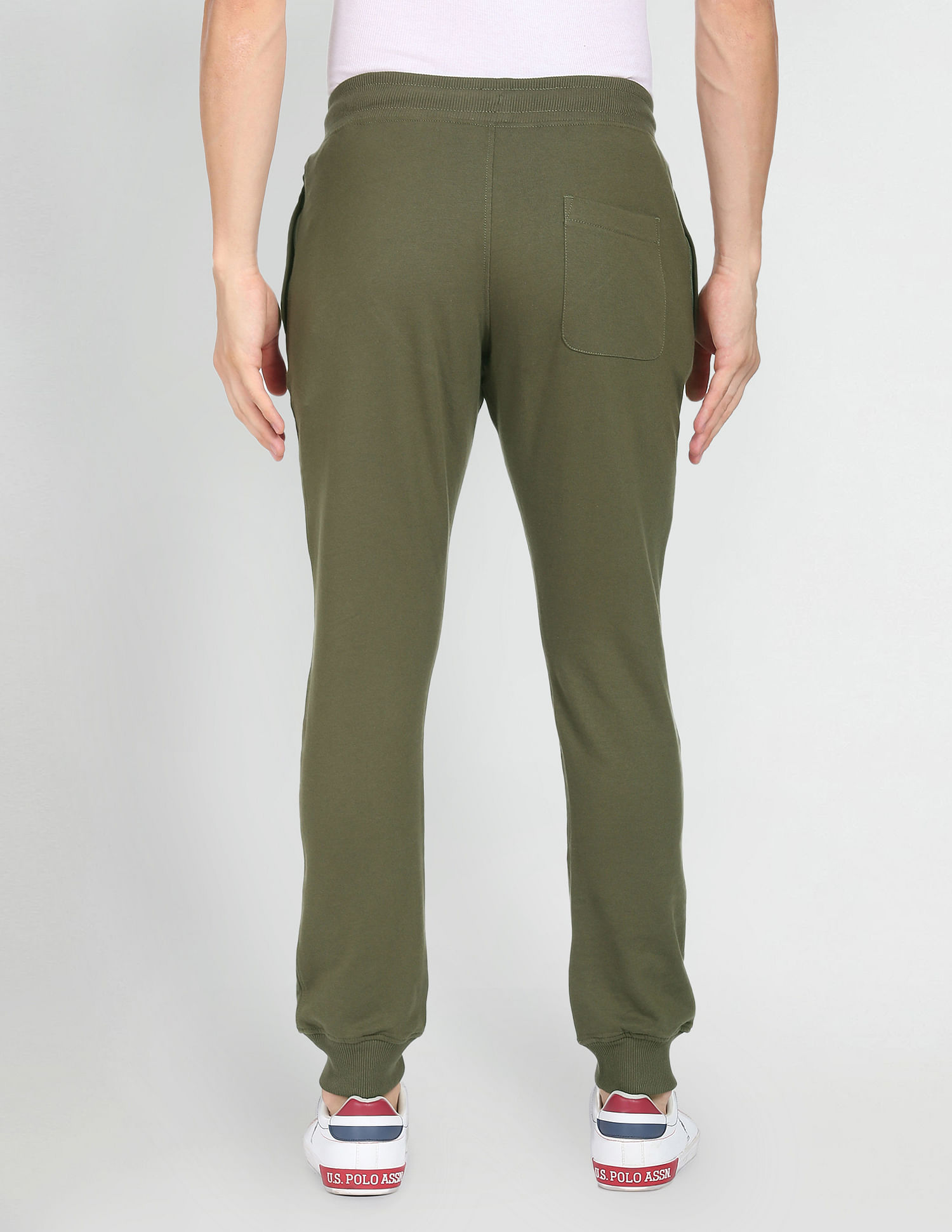 Buy U.S. Polo Assn. Men Olive Green Solid Lounge Joggers - Lounge