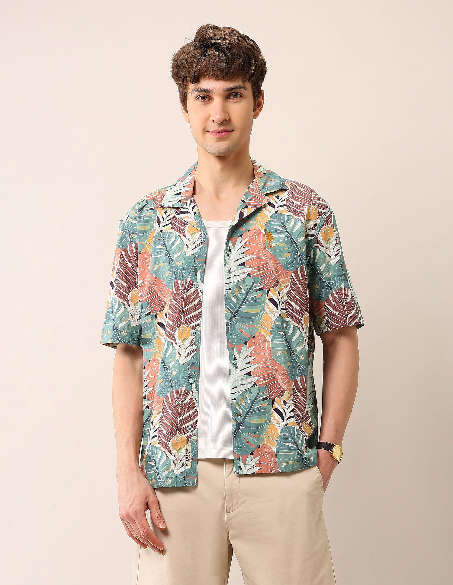 U.S. Polo Assn. Denim Co. Tropical Printed Cuban Shirt