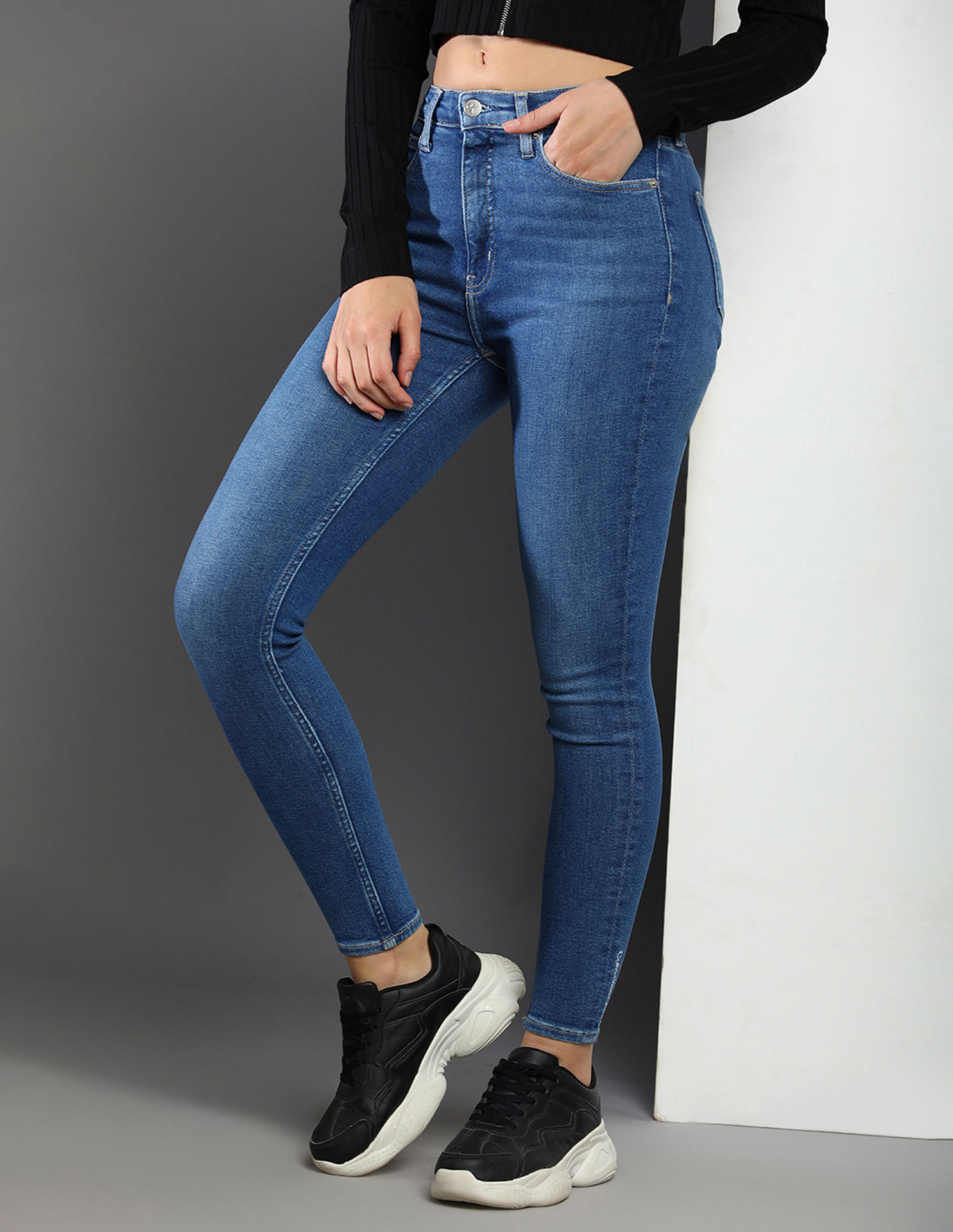 High Rise Super Skinny Ankle Jeans by Calvin Klein Jeans Online