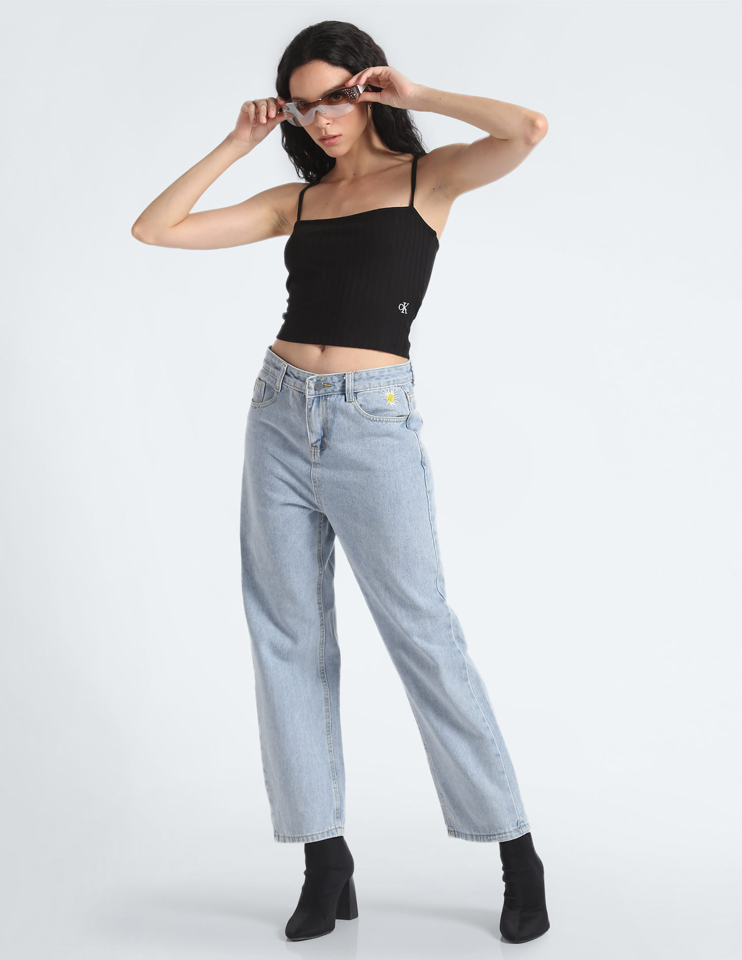 Slim Cropped Ribbed Calvin Klein Crop Tshirt CALVIN KLEIN JEANS