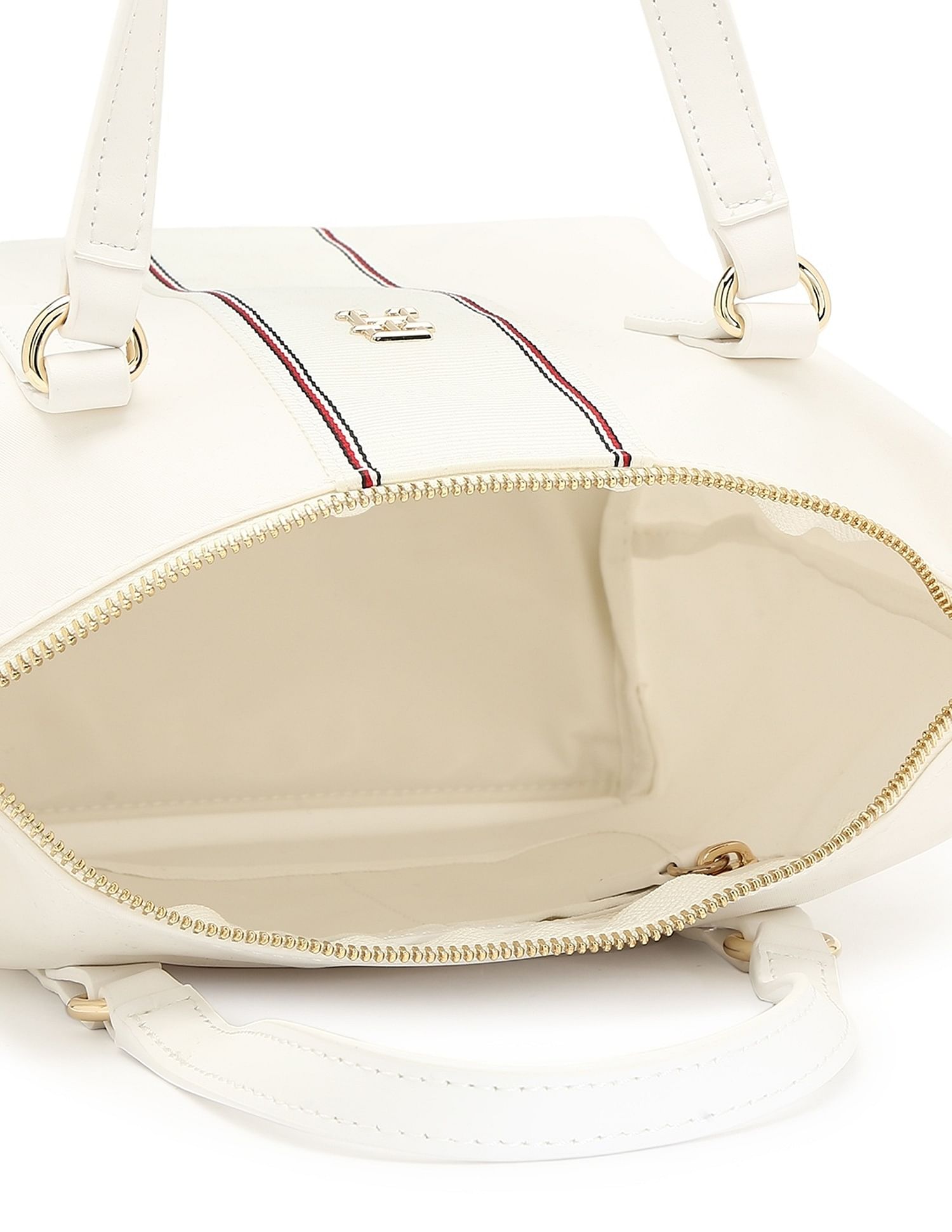 Tommy Hilfiger Solid White Nylon Handbags
