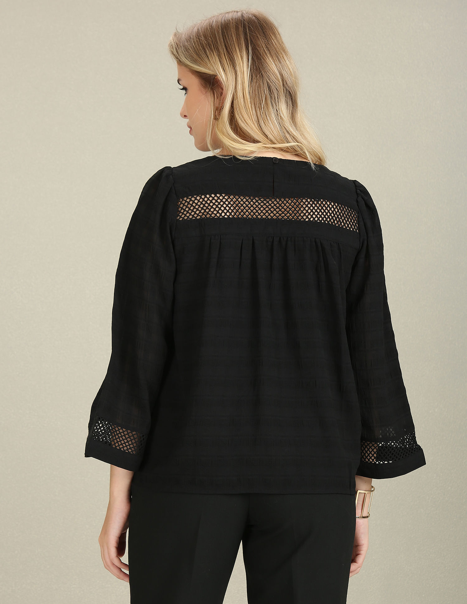 U.S. Polo Assn. Women Lace Detail Long Sleeve Top