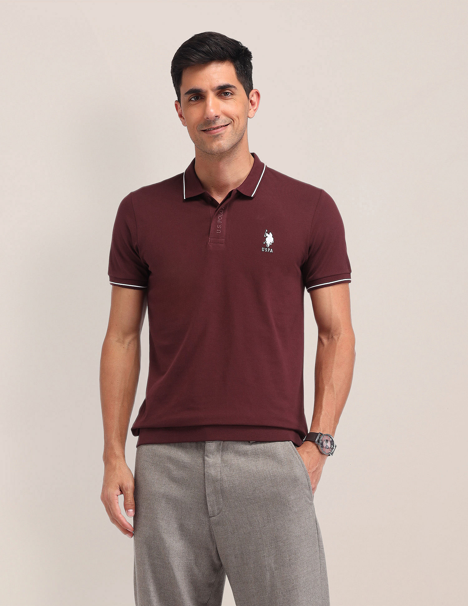 U.S. Polo Assn. Solid Pattern Slim Fit Polo Shirt