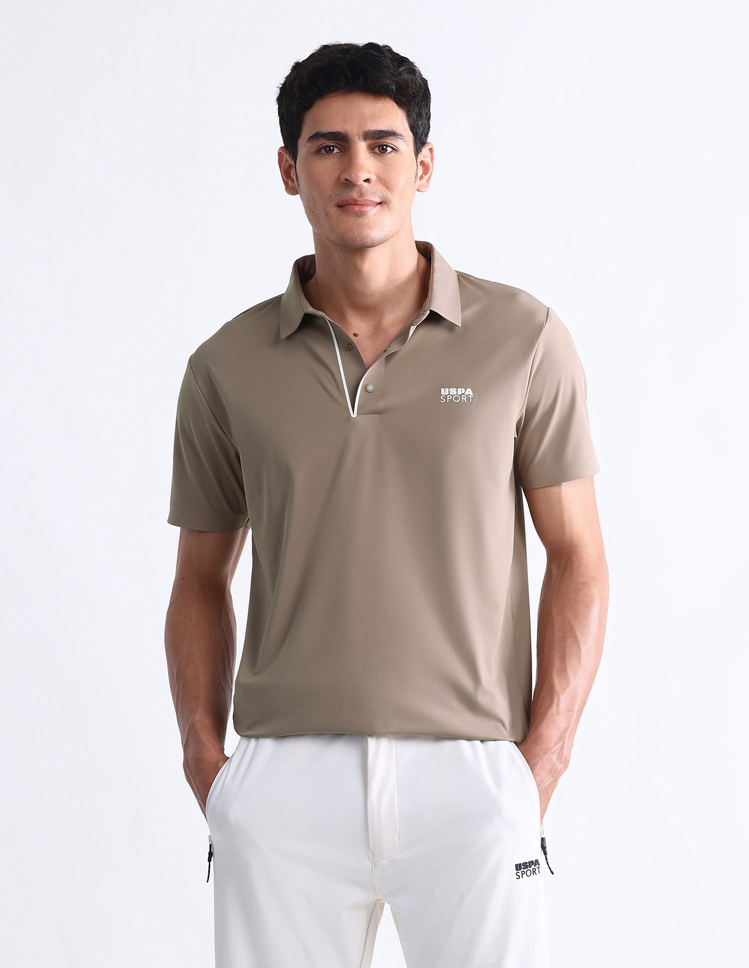 USPA Active Solid Slim Fit Polo Shirt