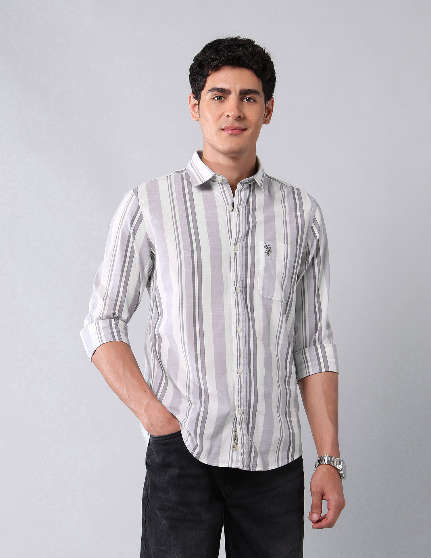 U.S. Polo Assn. Denim Co. Vertical Striped Pure Cotton Shirt