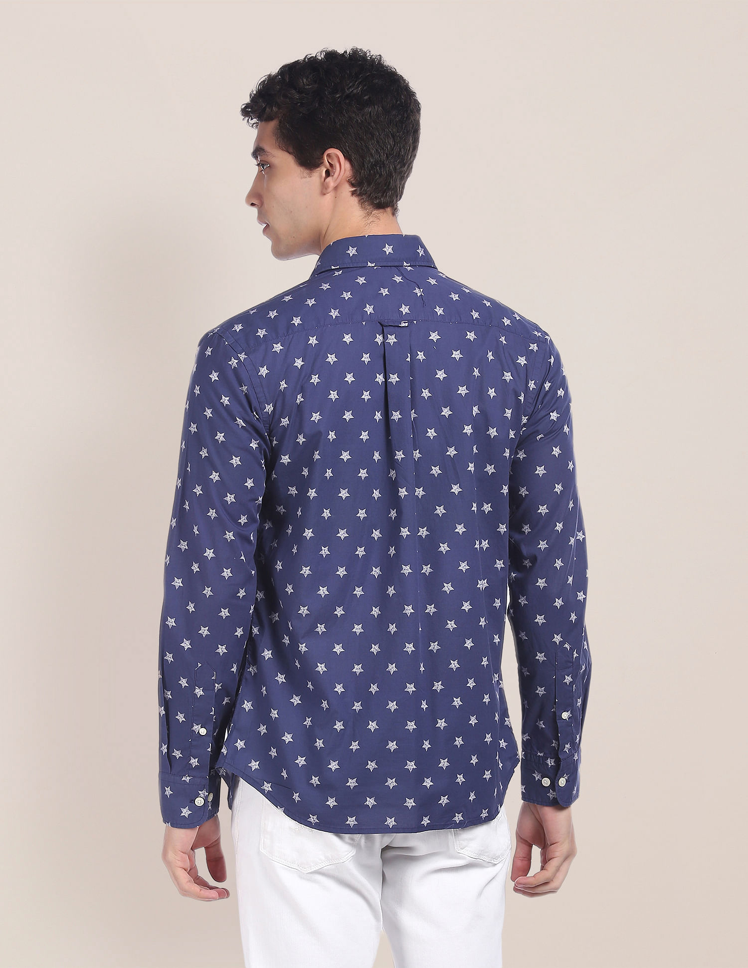 U.S. Polo Assn. Rounded Cuff Star Print Cotton Casual Shirt