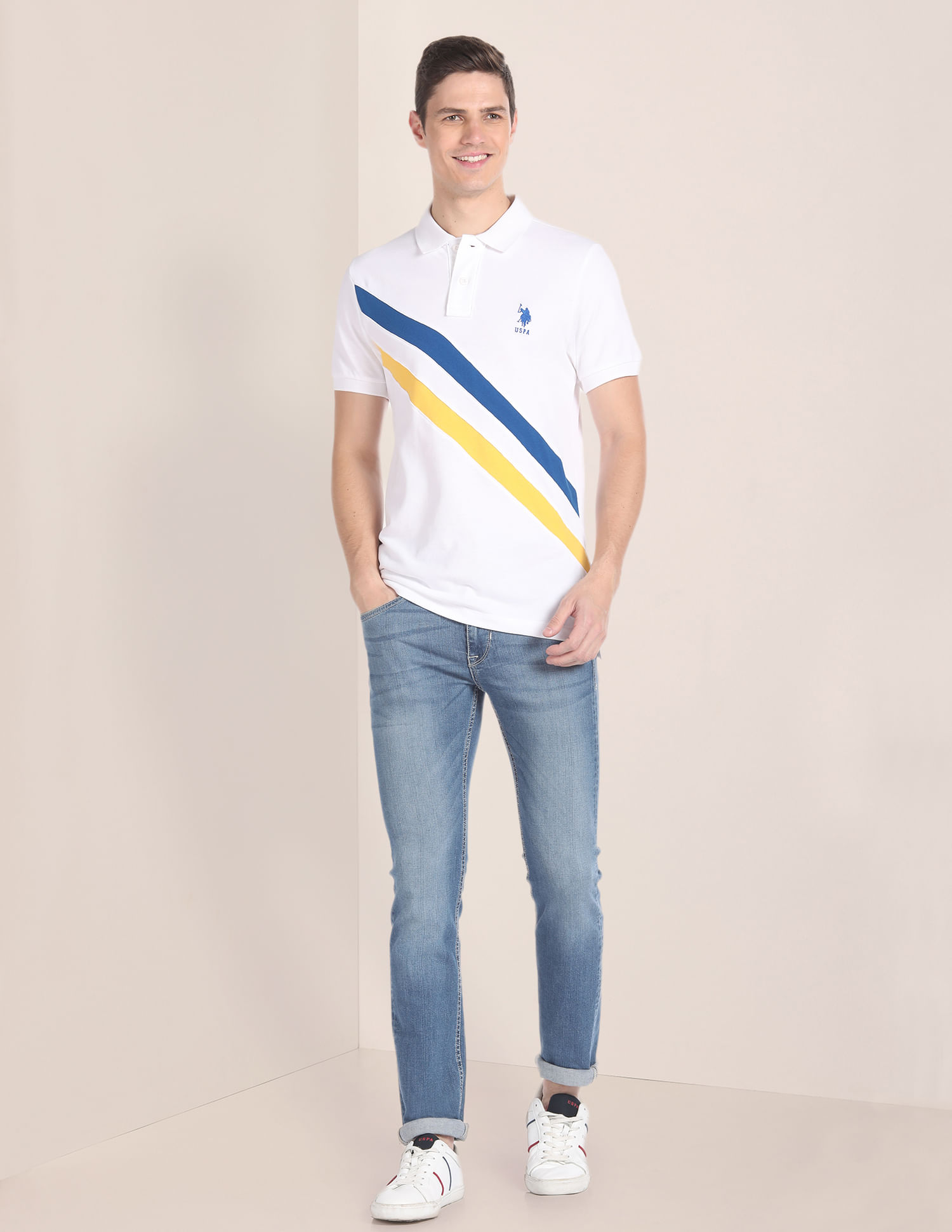 U.S. Polo Assn. Diagonal Stripe Pique Polo Shirt