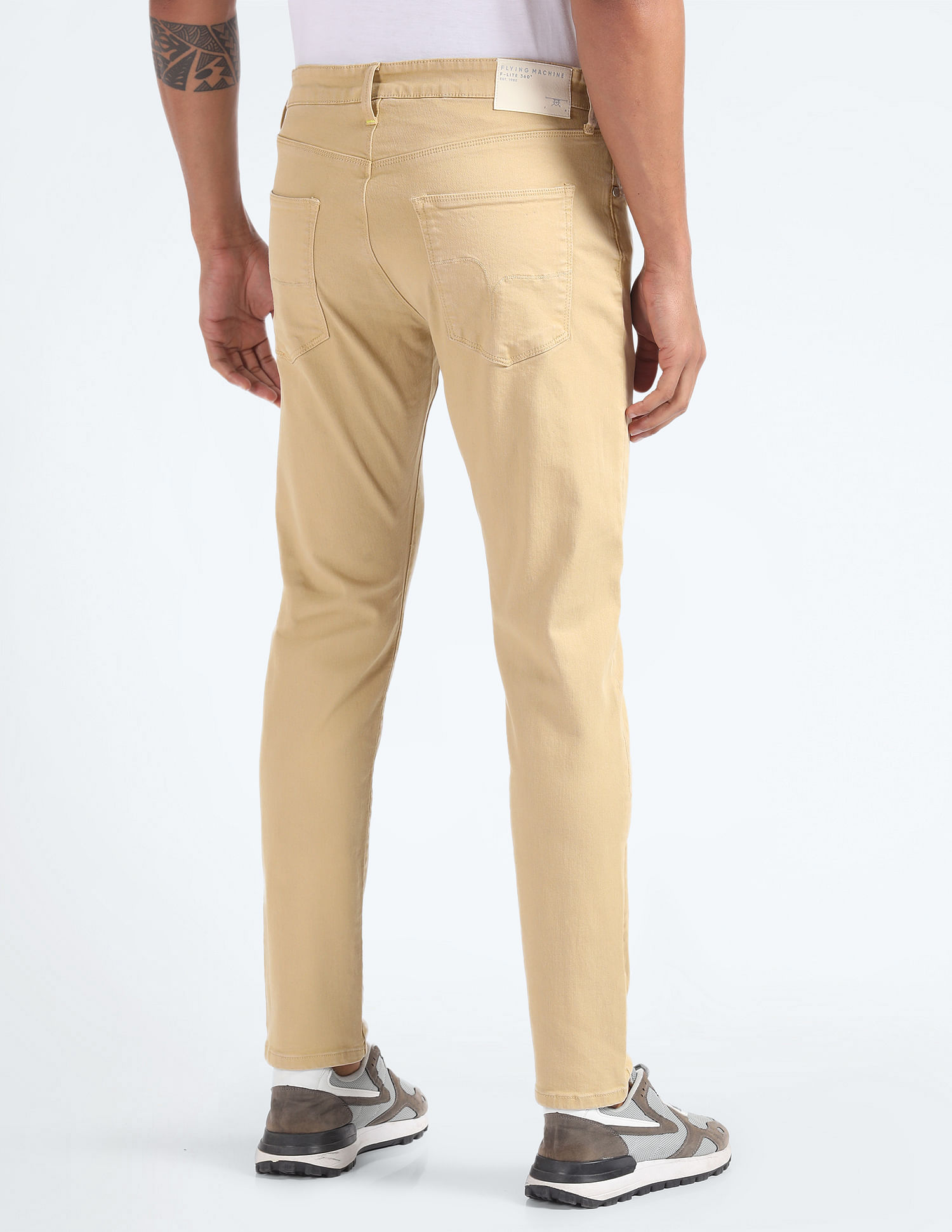 Flying Machine Mid Rise Slash Slim Tapered Jeans