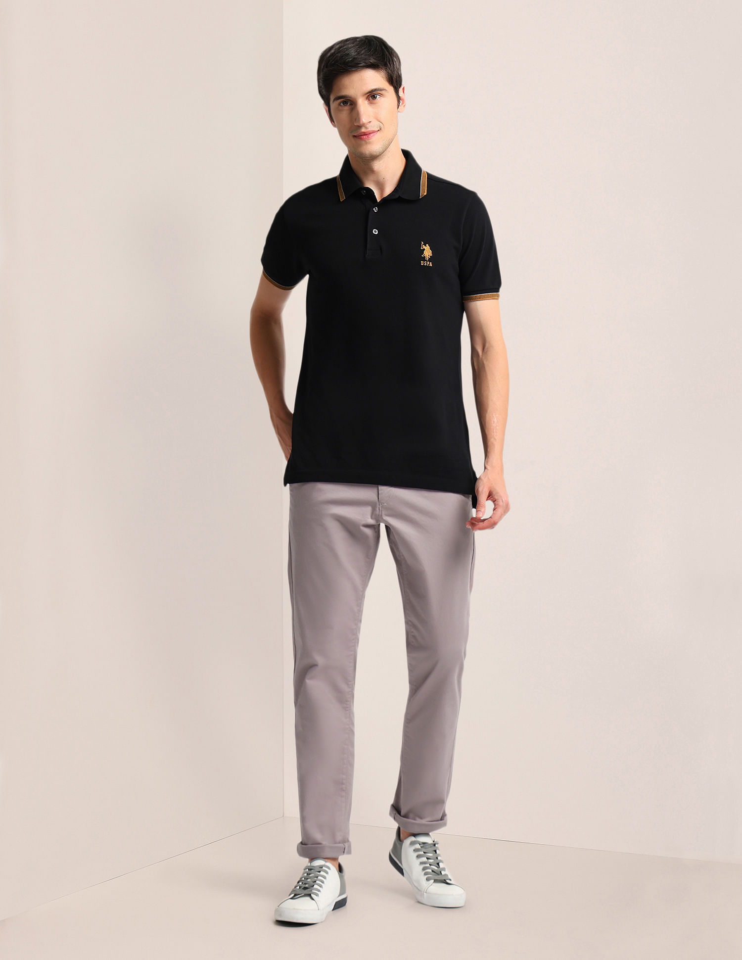U.S. Polo Assn. Slim Straight Fit Satin Trousers