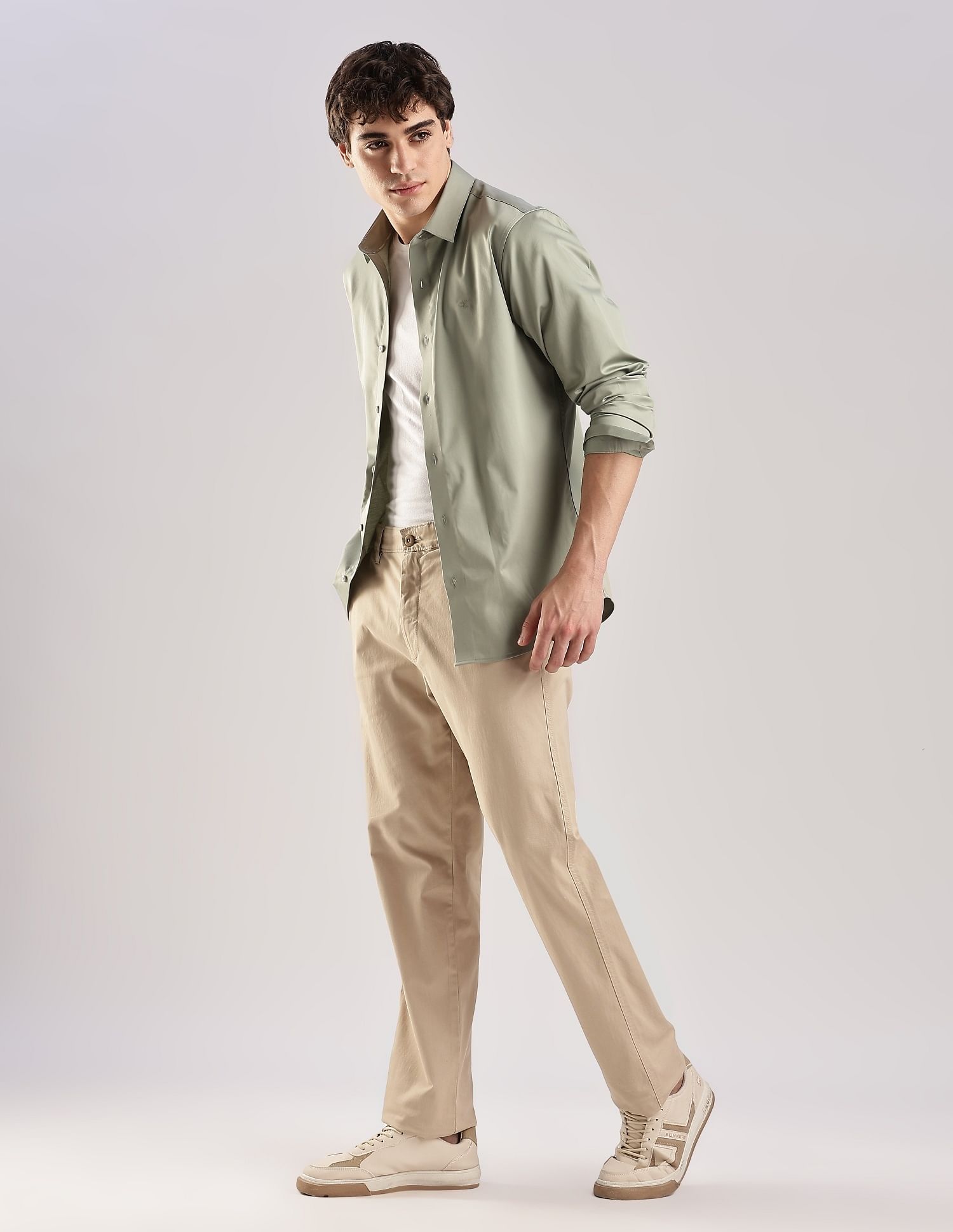 Calvin Klein Jeans Solid Slim Fit Satin Woven Shirt
