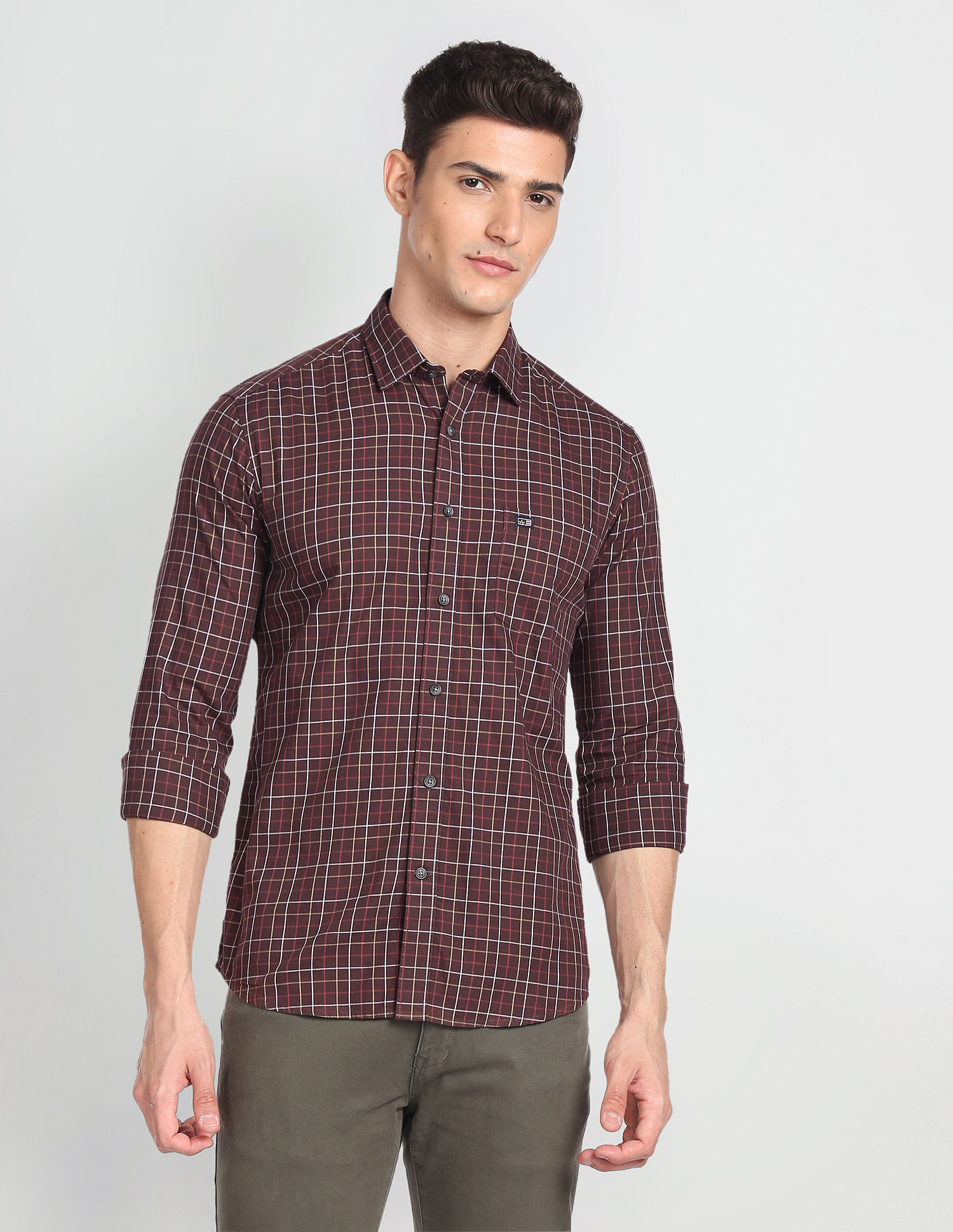 Arrow Sports Twill Dupplin Check Casual Shirt
