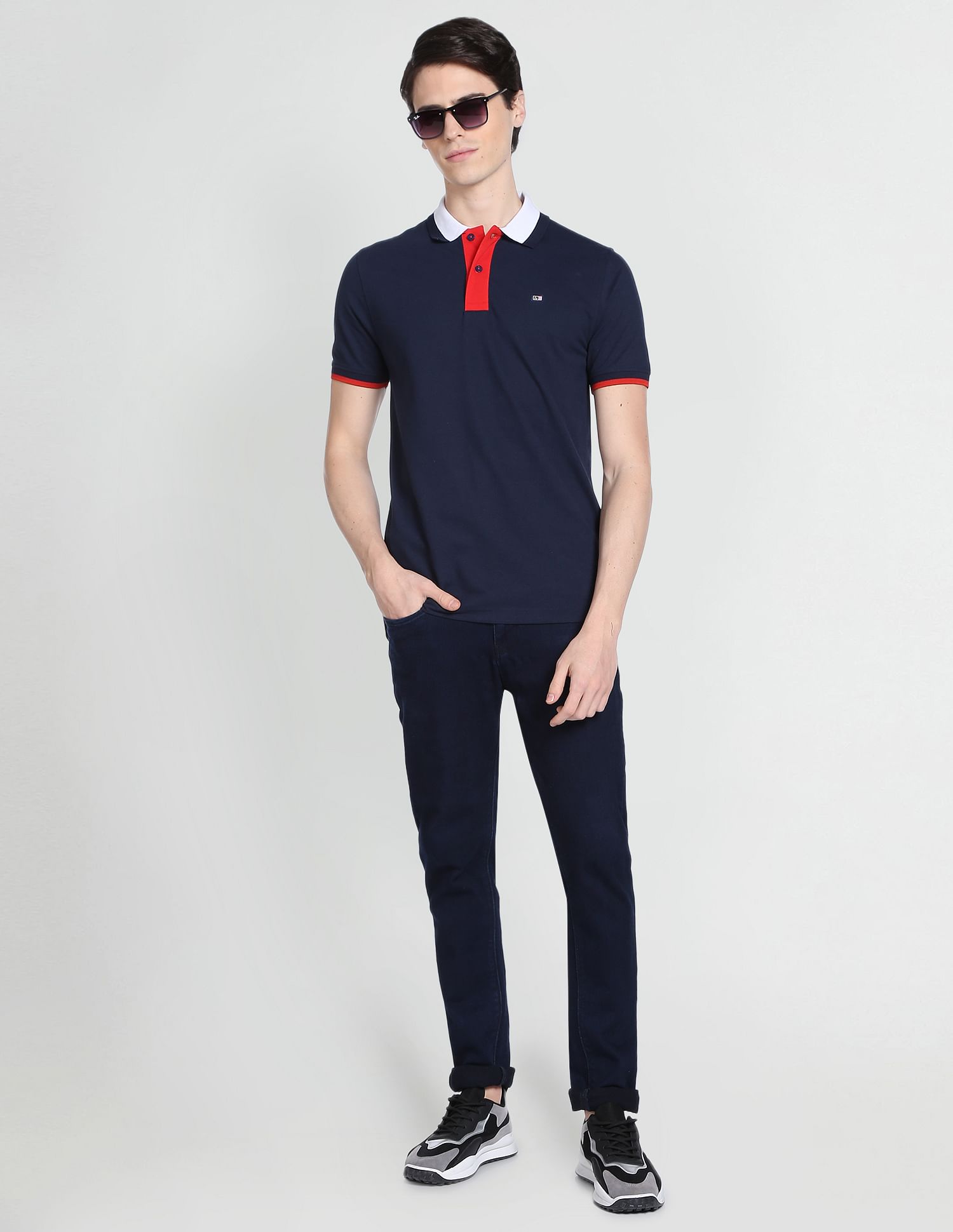 Arrow Sports Contrast Collar Polo Shirt