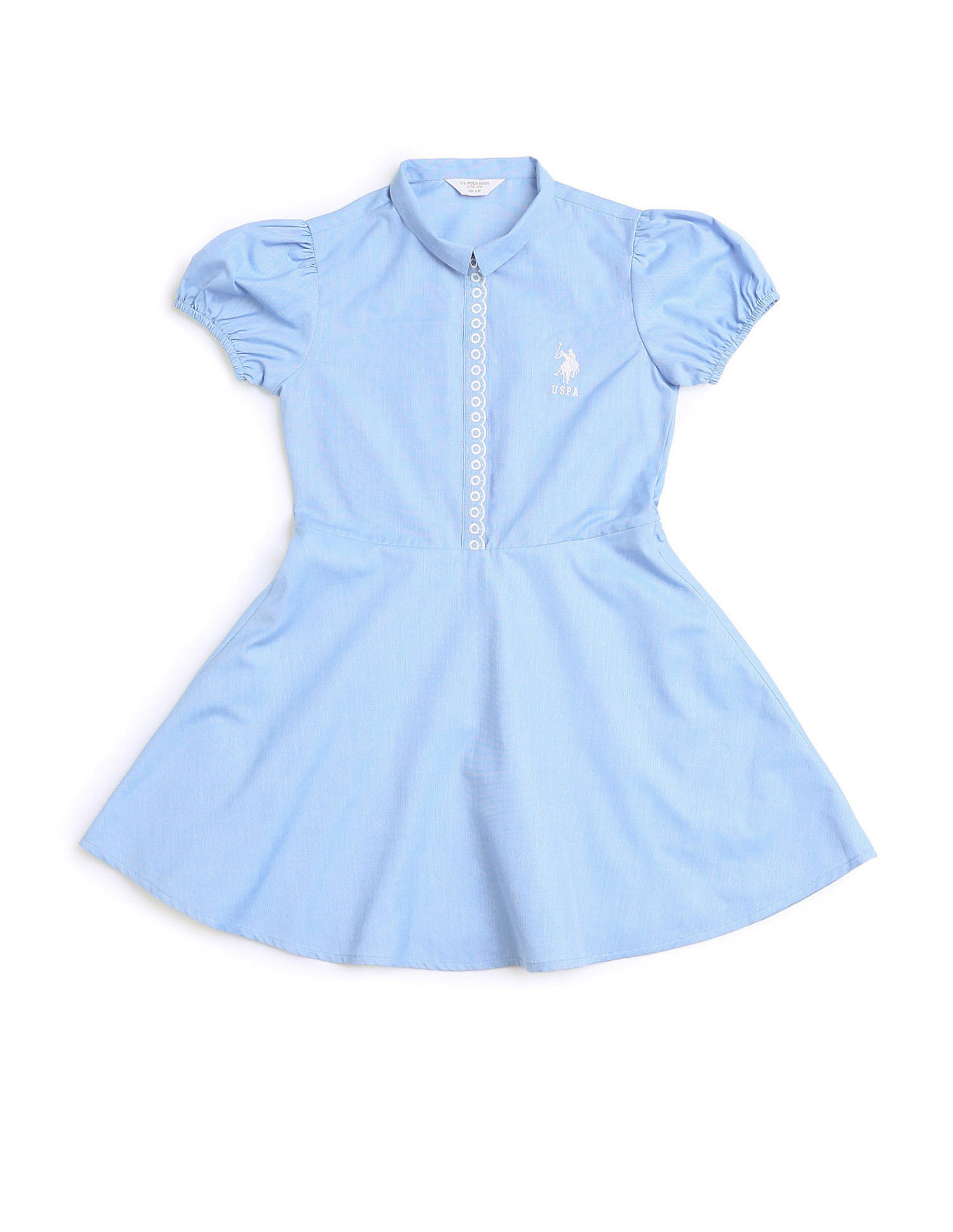 U.S. Polo Assn. Kids Girls Embroidered Fit & Flare Dress