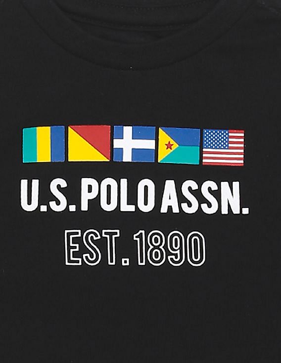U.S. Polo Assn. Kids Boys Ribbed Neck Brand Print T-Shirt
