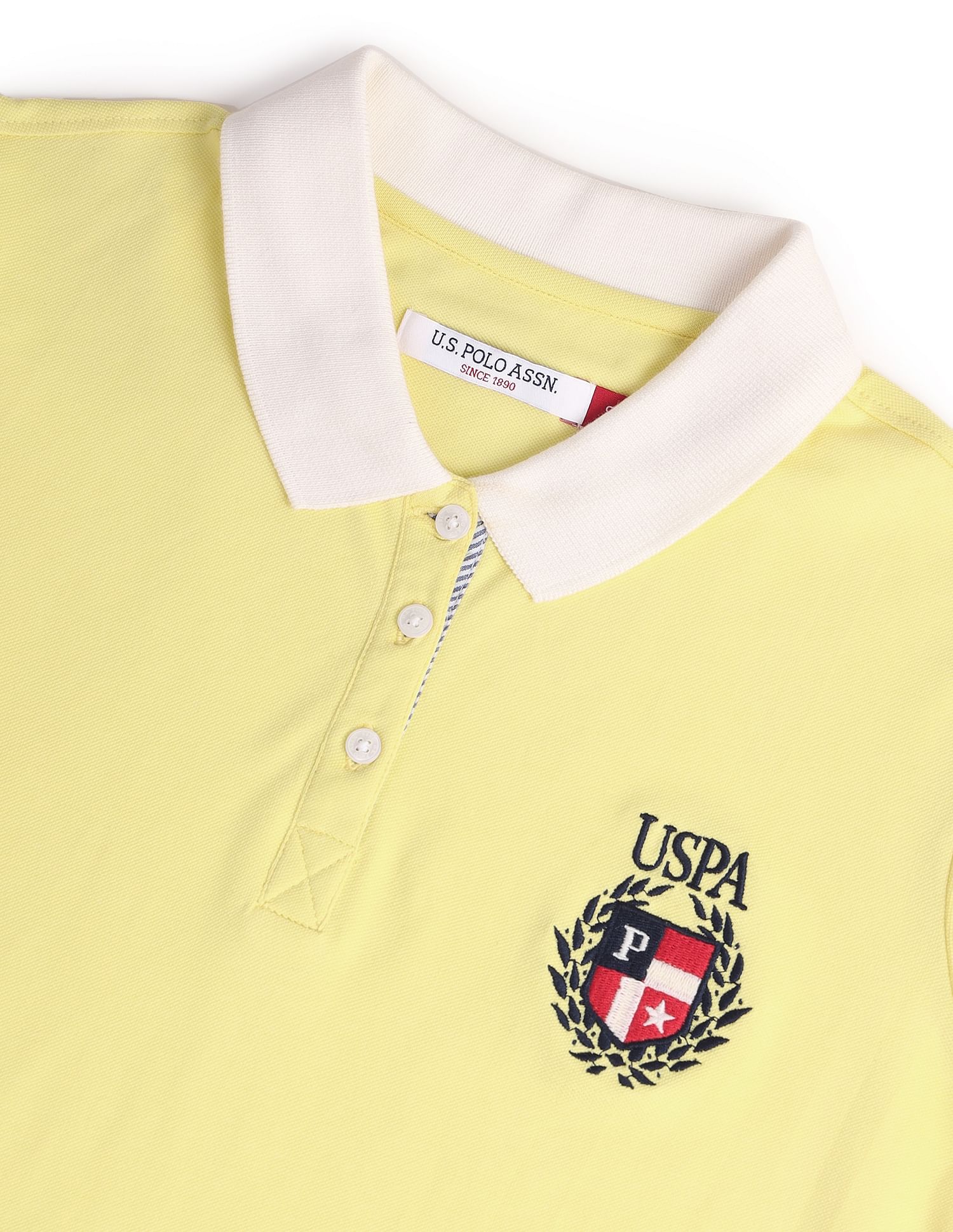 U.S. Polo Assn. Women Contrast Collar Crest Polo Shirt