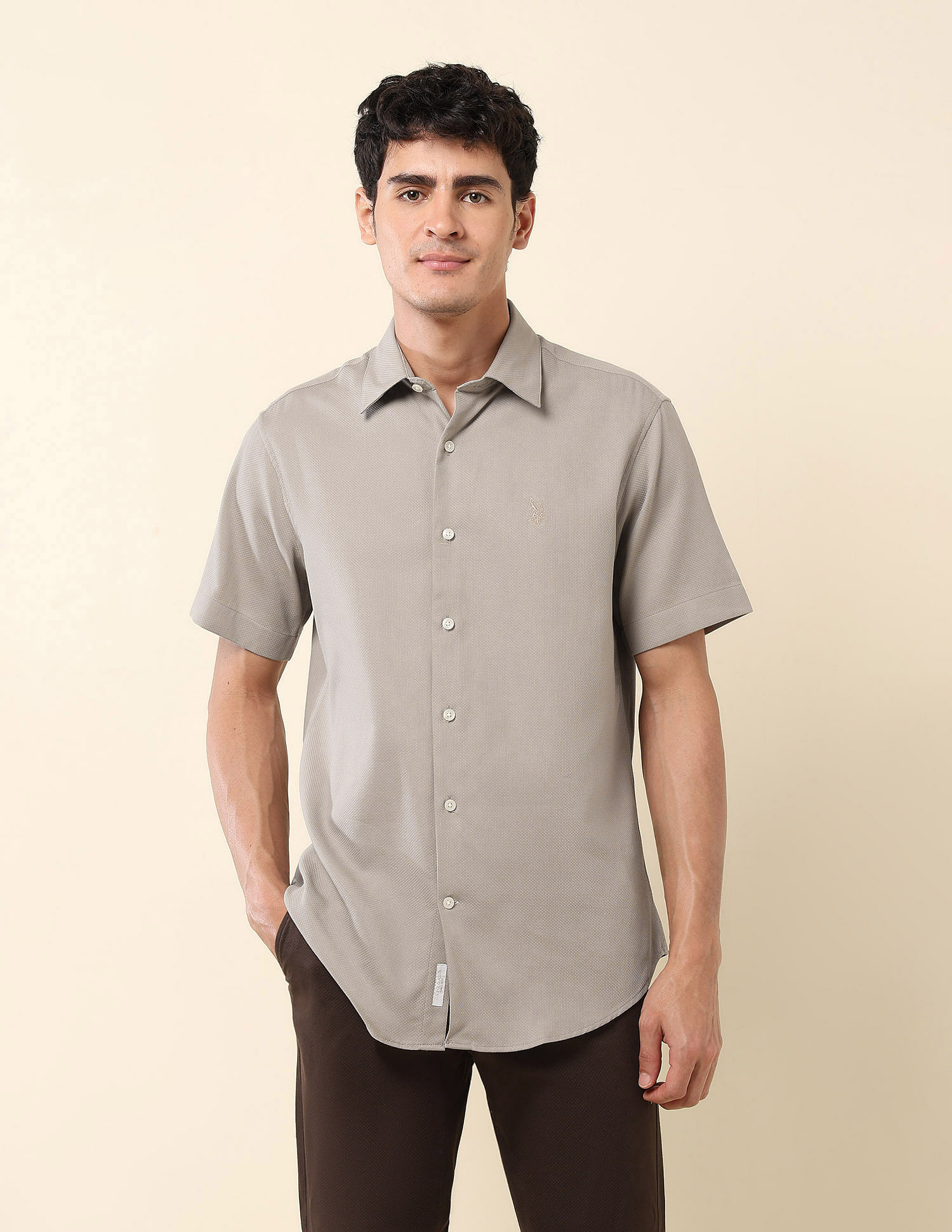 U.S. Polo Assn. Textured Pure Cotton Shirt