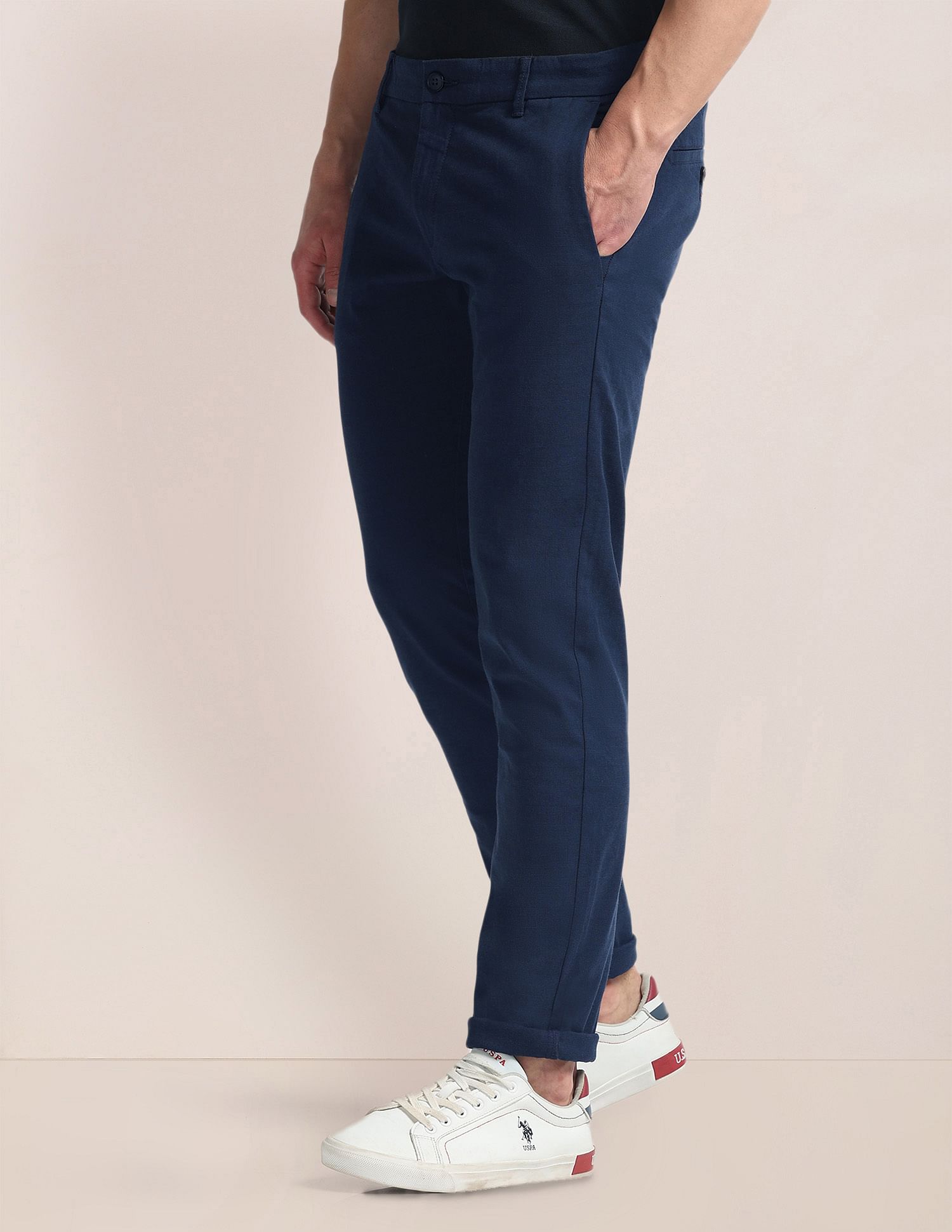 U.S. Polo Assn. Yarn Dyed Slim Straight Trousers