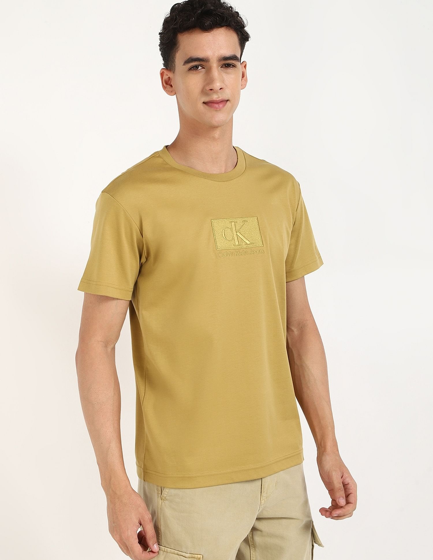Calvin Klein Jeans Embroidered Logo Regular-Fit Cotton T Shirt