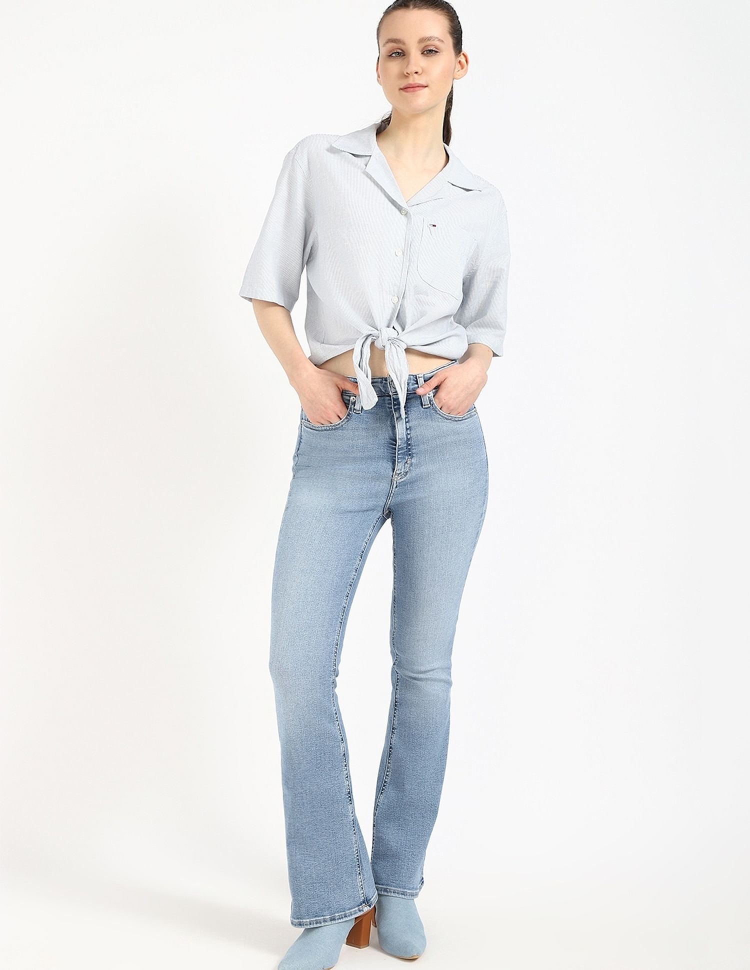 Tommy Hilfiger Solid Cropped Shirt