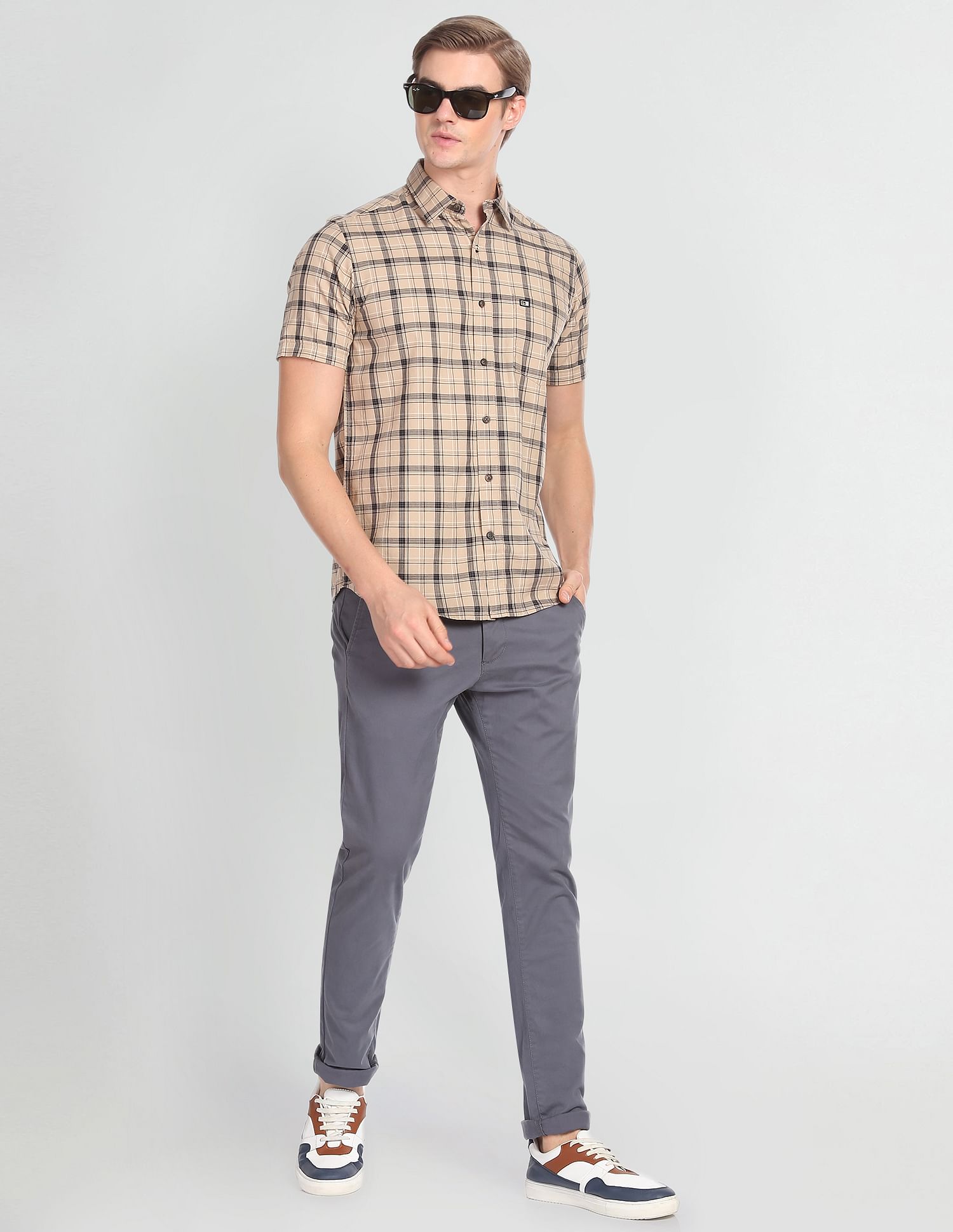 Arrow Sports Tartan Check Twill Casual Shirt