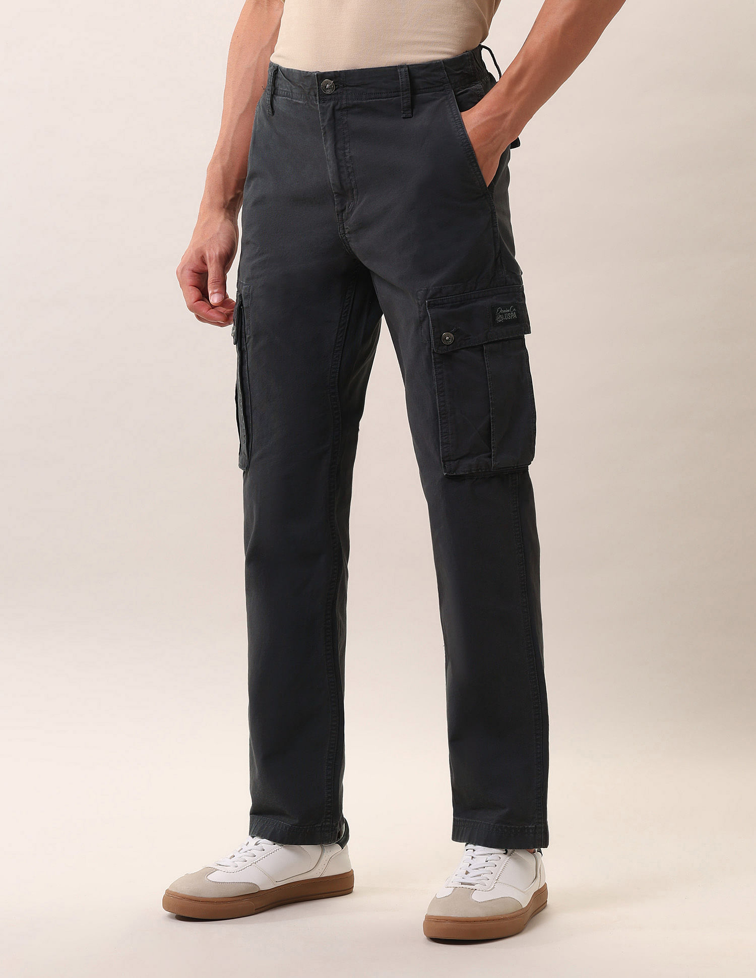 U.S. Polo Assn. Denim Co. Pure Cotton Straight Fit Twill Trousers
