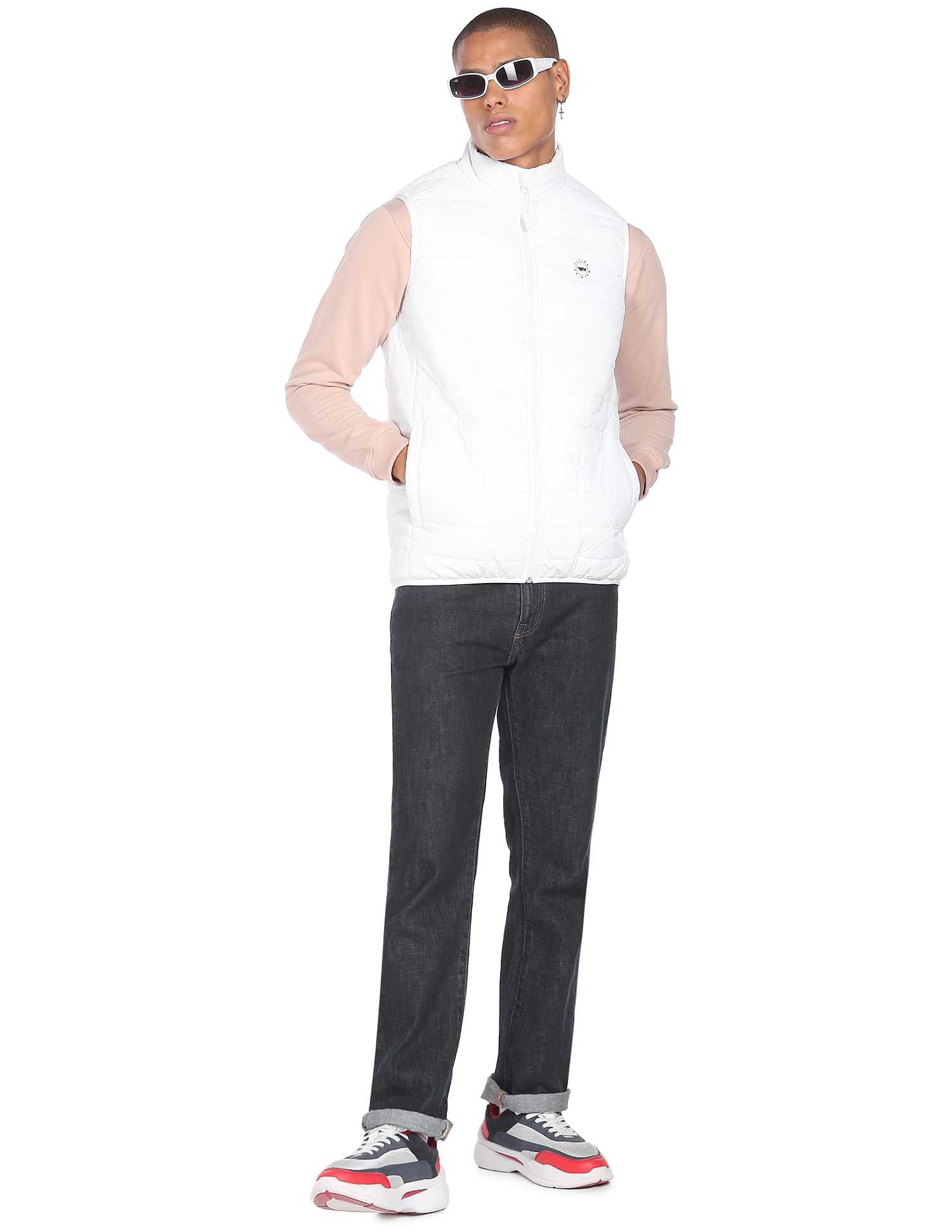 Flying Machine Sleeveless Solid Jacket