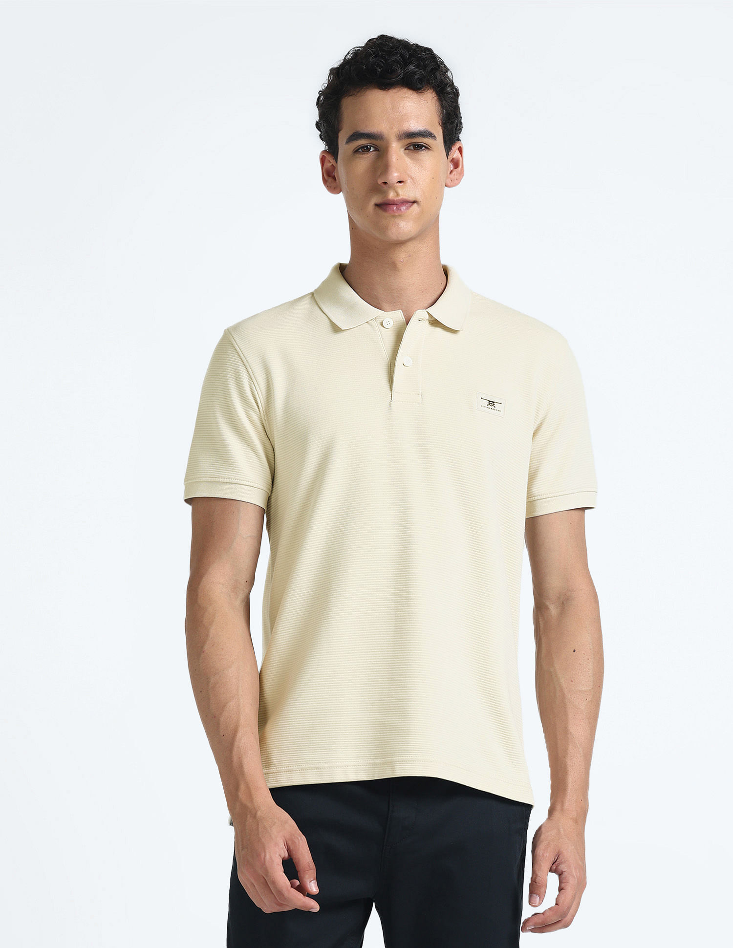 Flying Machine Horizontal Stripe Cotton Polo Shirt