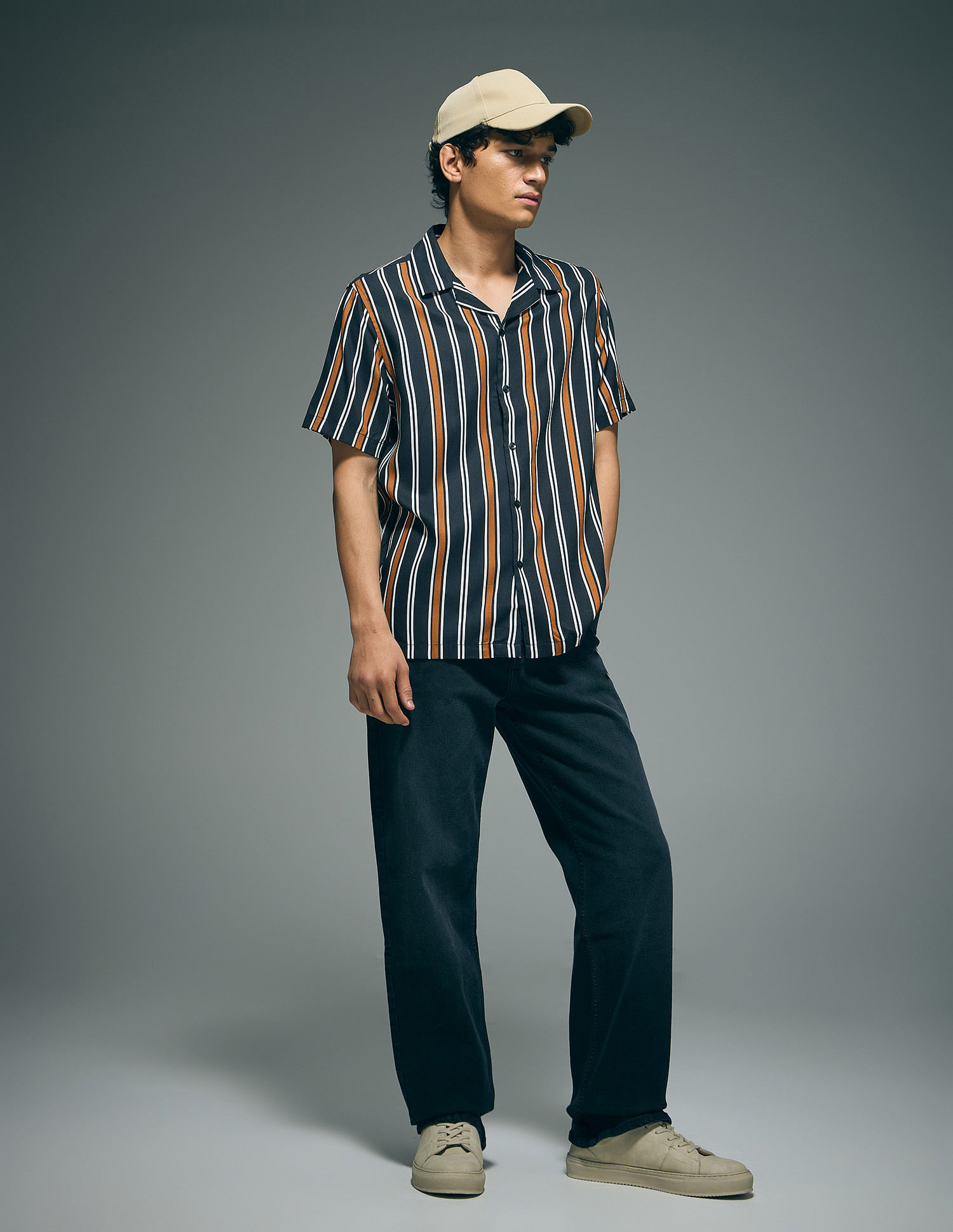 Flying Machine Vertical Stripe Viscose Shirt