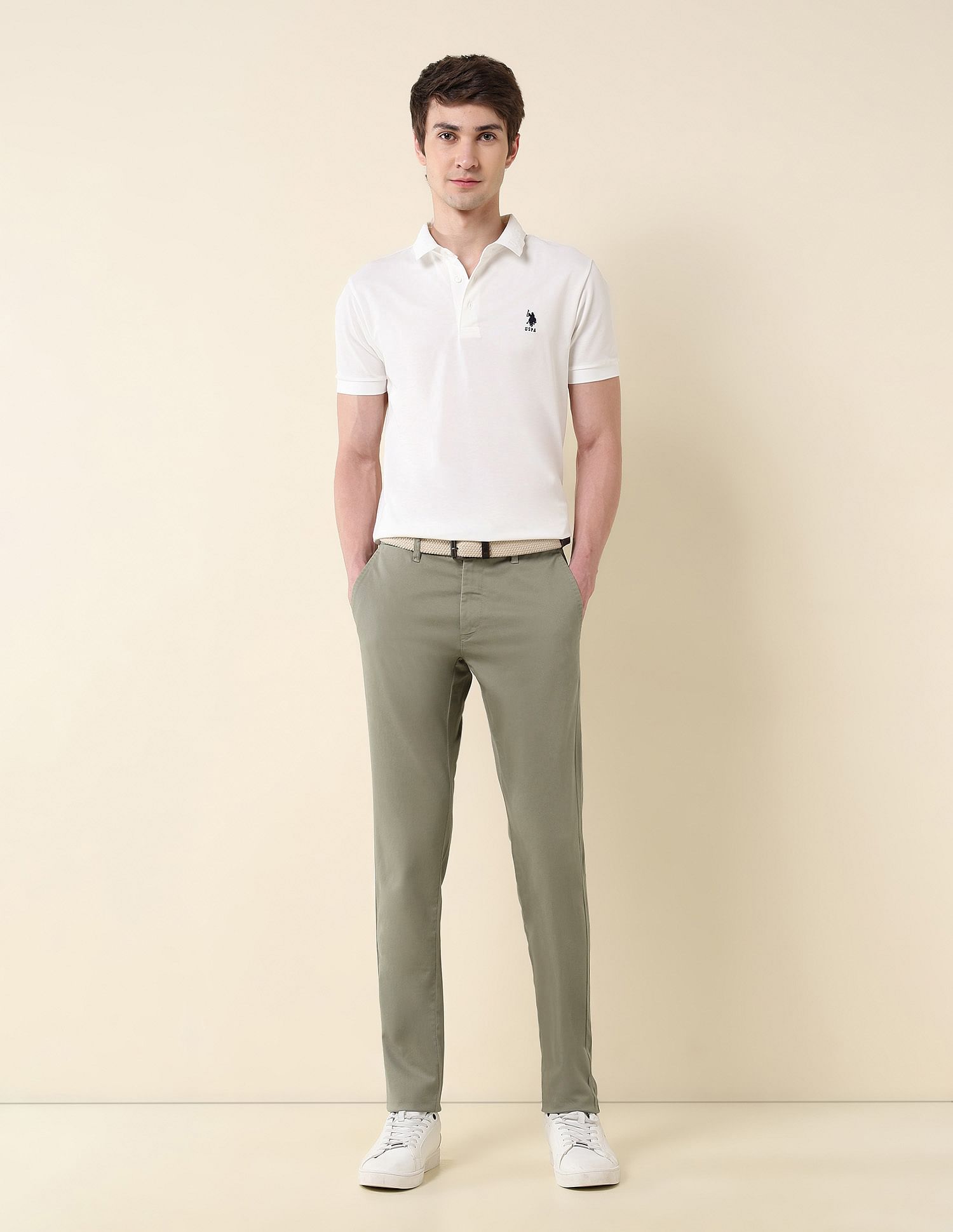 U.S. Polo Assn. Textured Austin Slim Fit Twill Trousers
